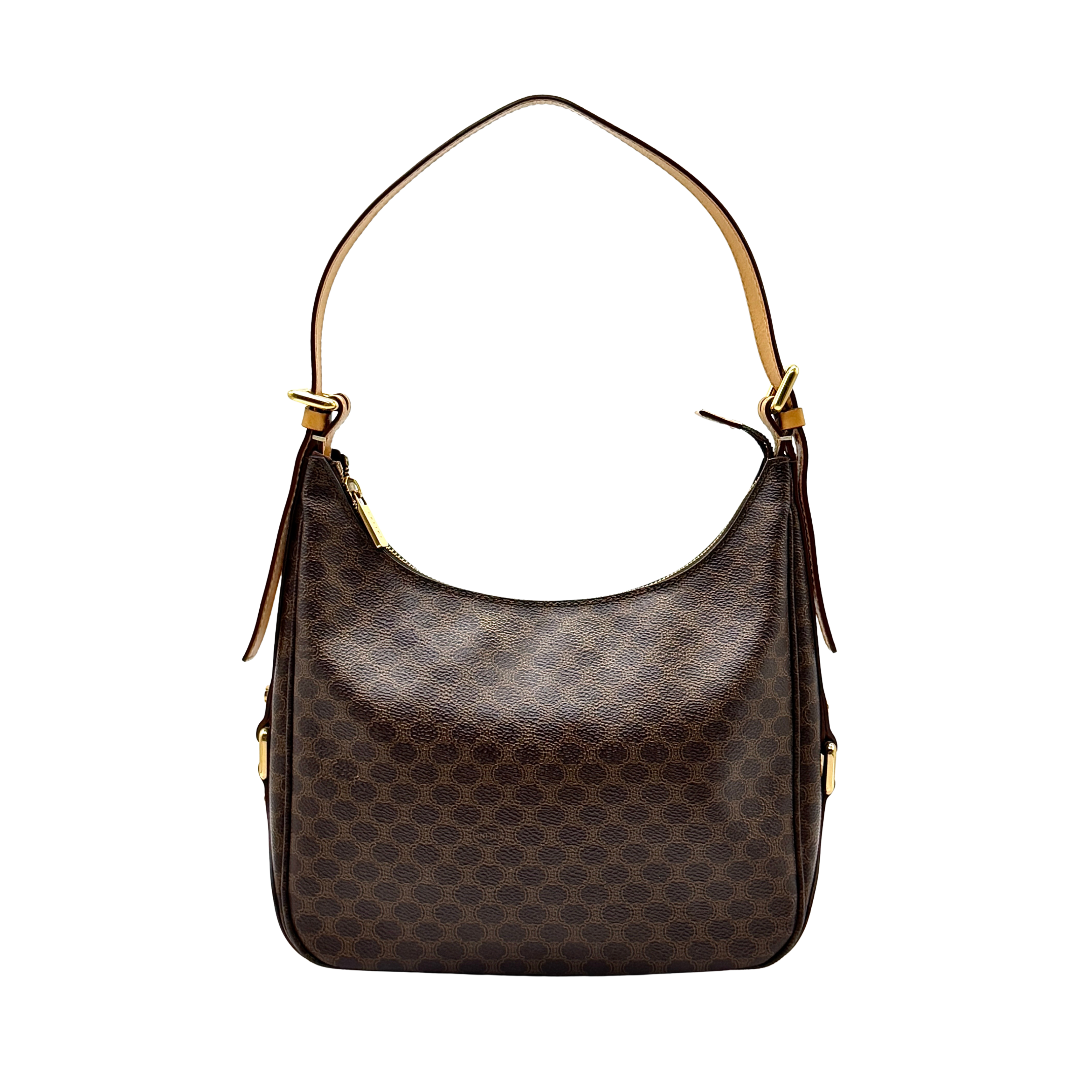 Celine Triomphe Macadam Hobo Shoulder Bag Brown
