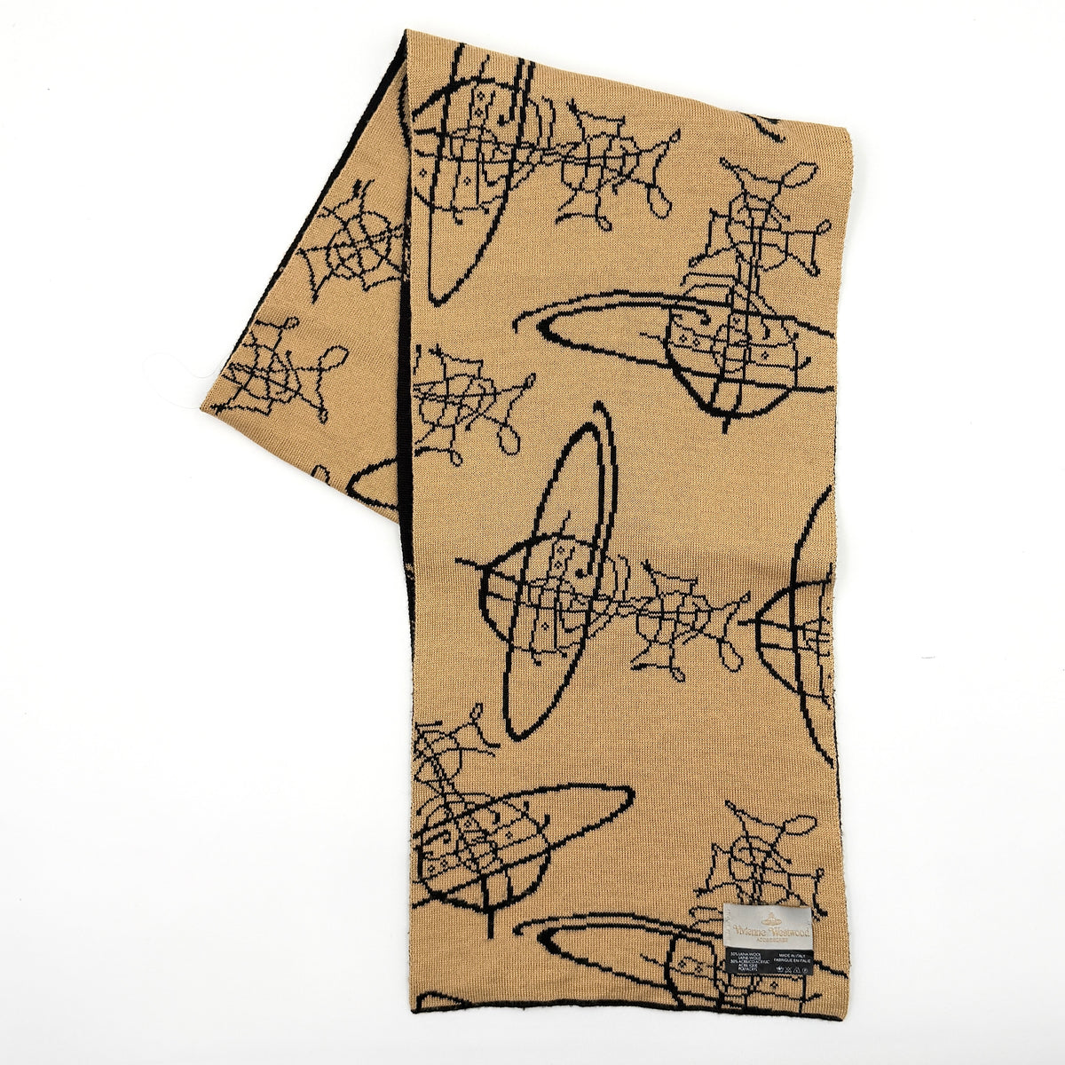 Vivienne Westwood Orb Monogram Reversible Scarf Beige/Black