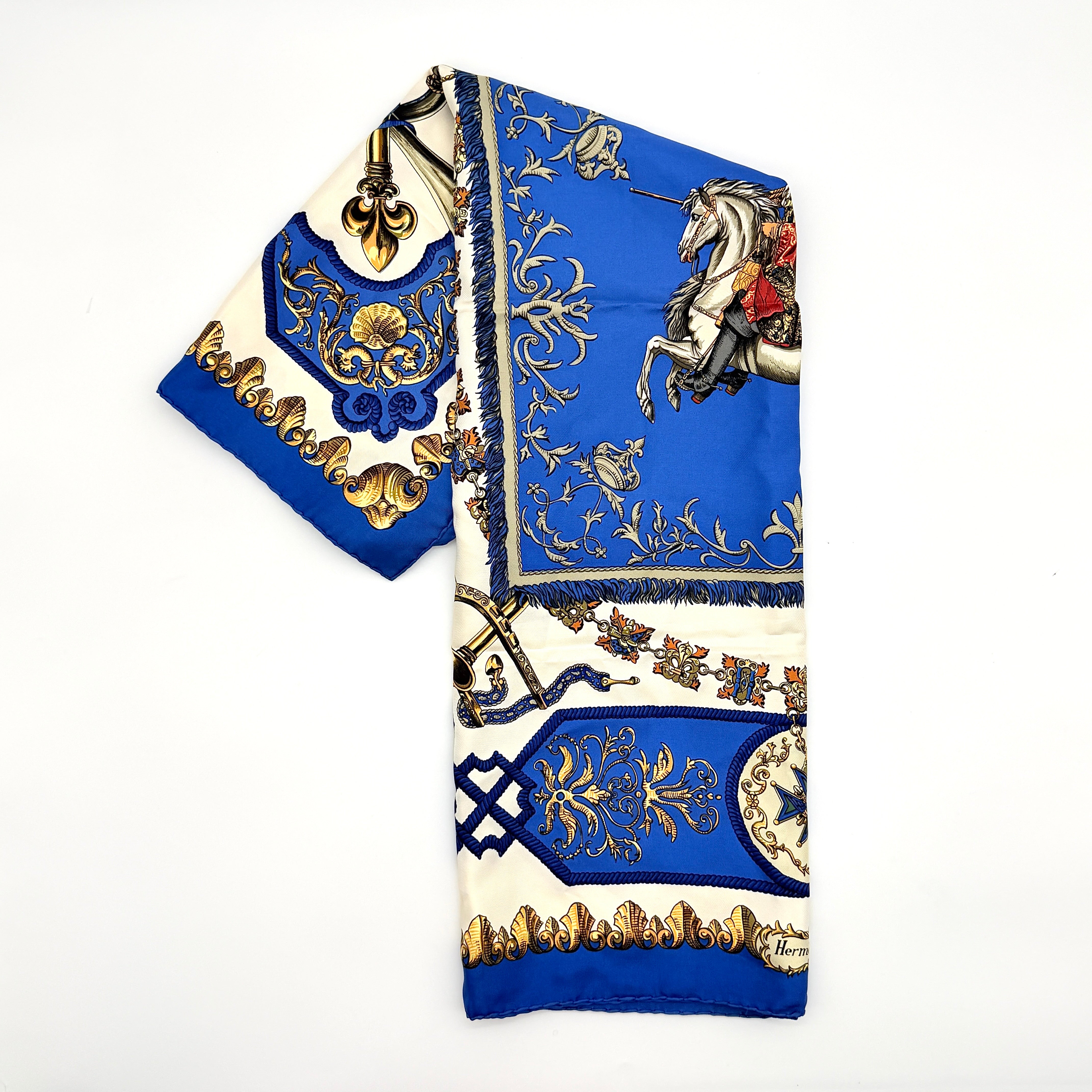 Hermès Ludovicus Magnus Silk Scarf Navy Blue