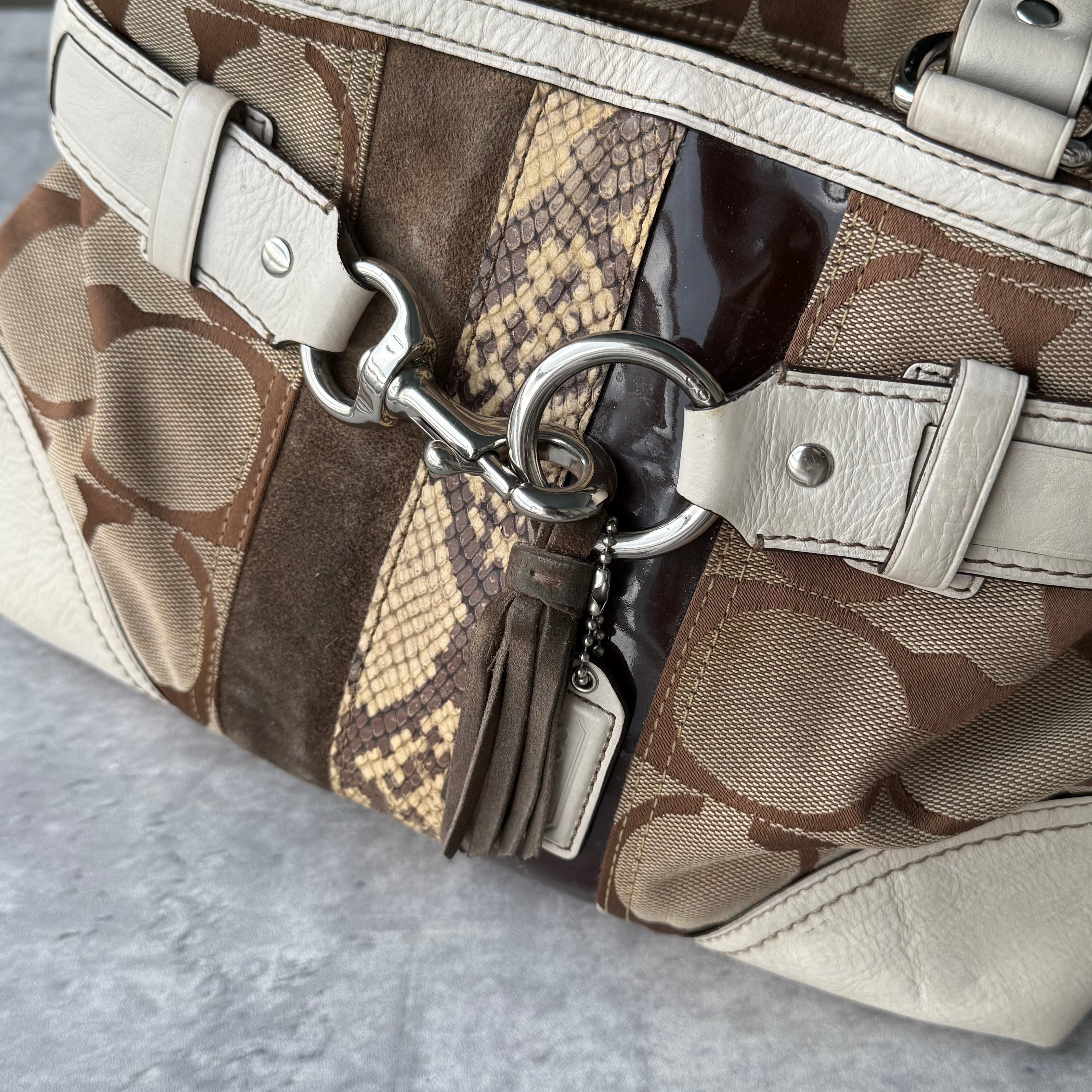 Coach Signature Sufflette Stripe Handbag Multicolor Brown