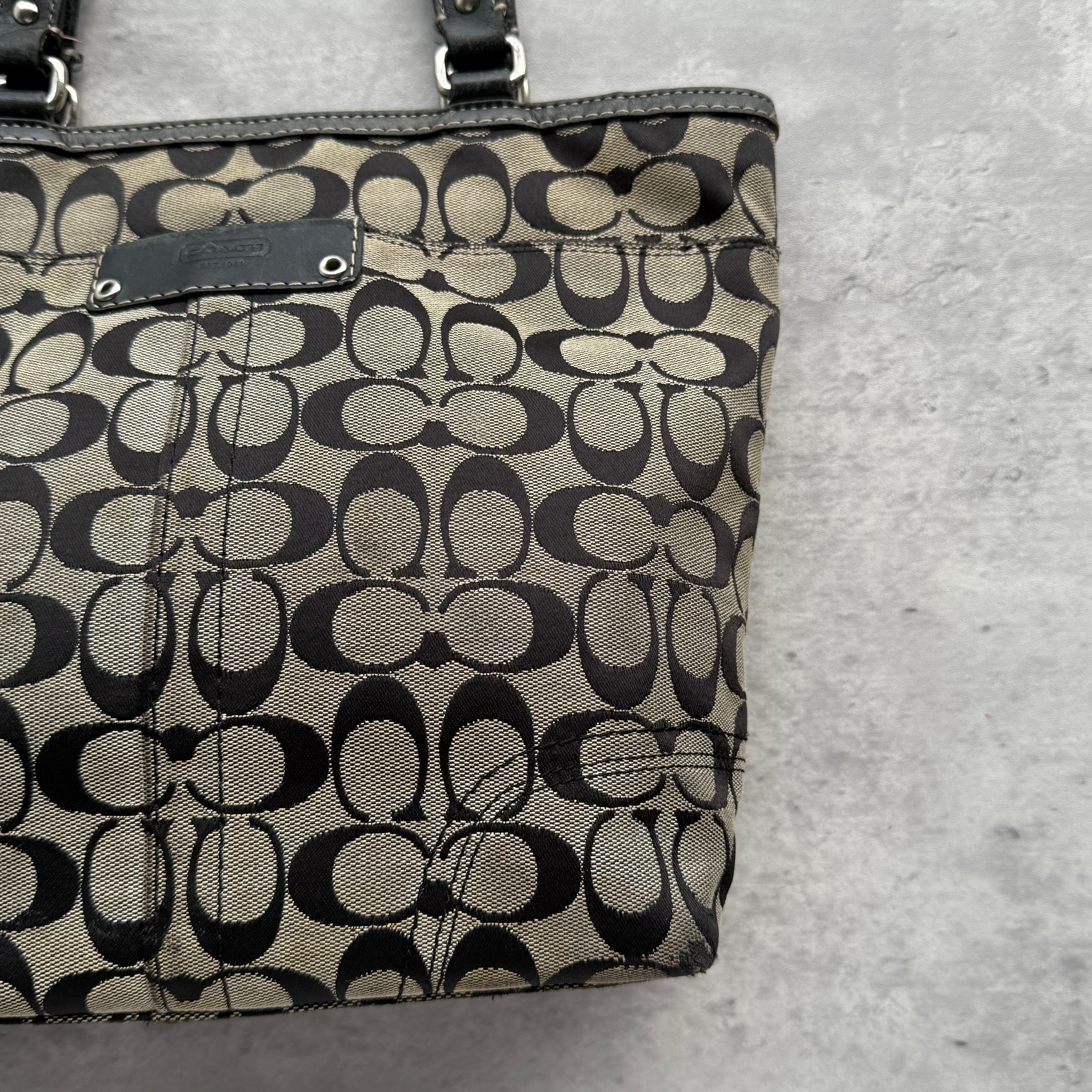 Coach Signature Hamptons Tote Bag Grey/Black