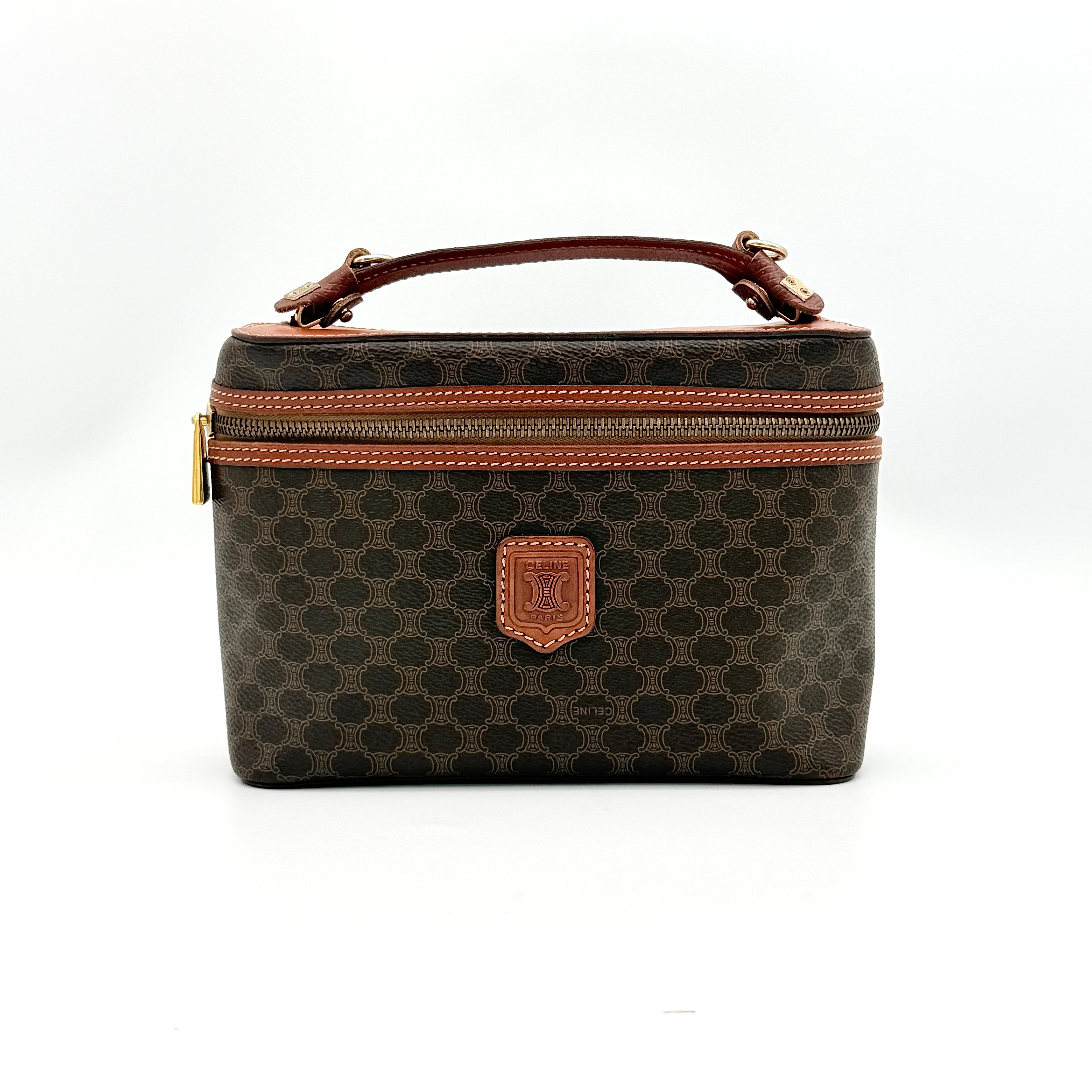 Celine Triomphe Macadam Vanity Bag Brown