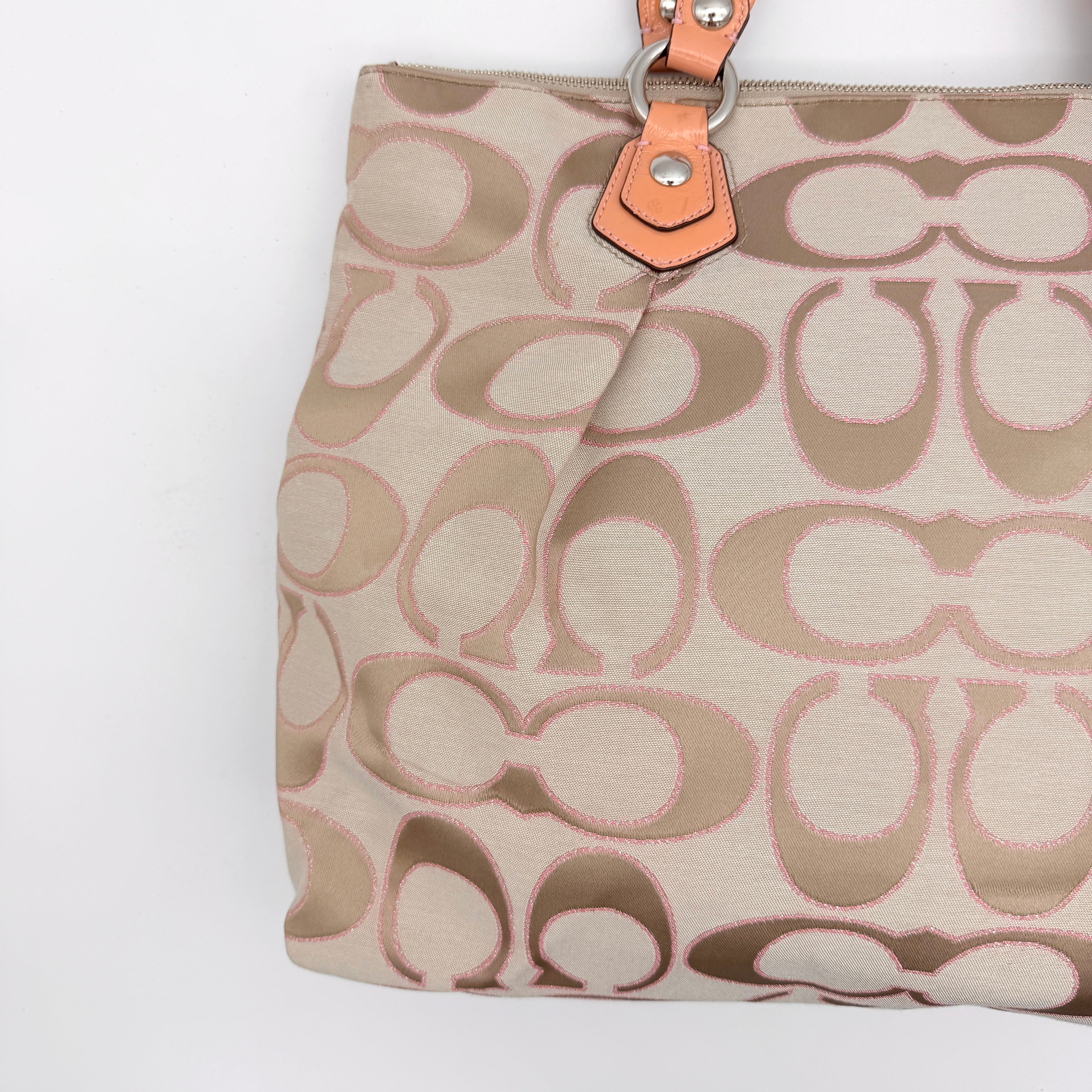 Coach Signature Poppy Shoulder Bag Beige/Pink
