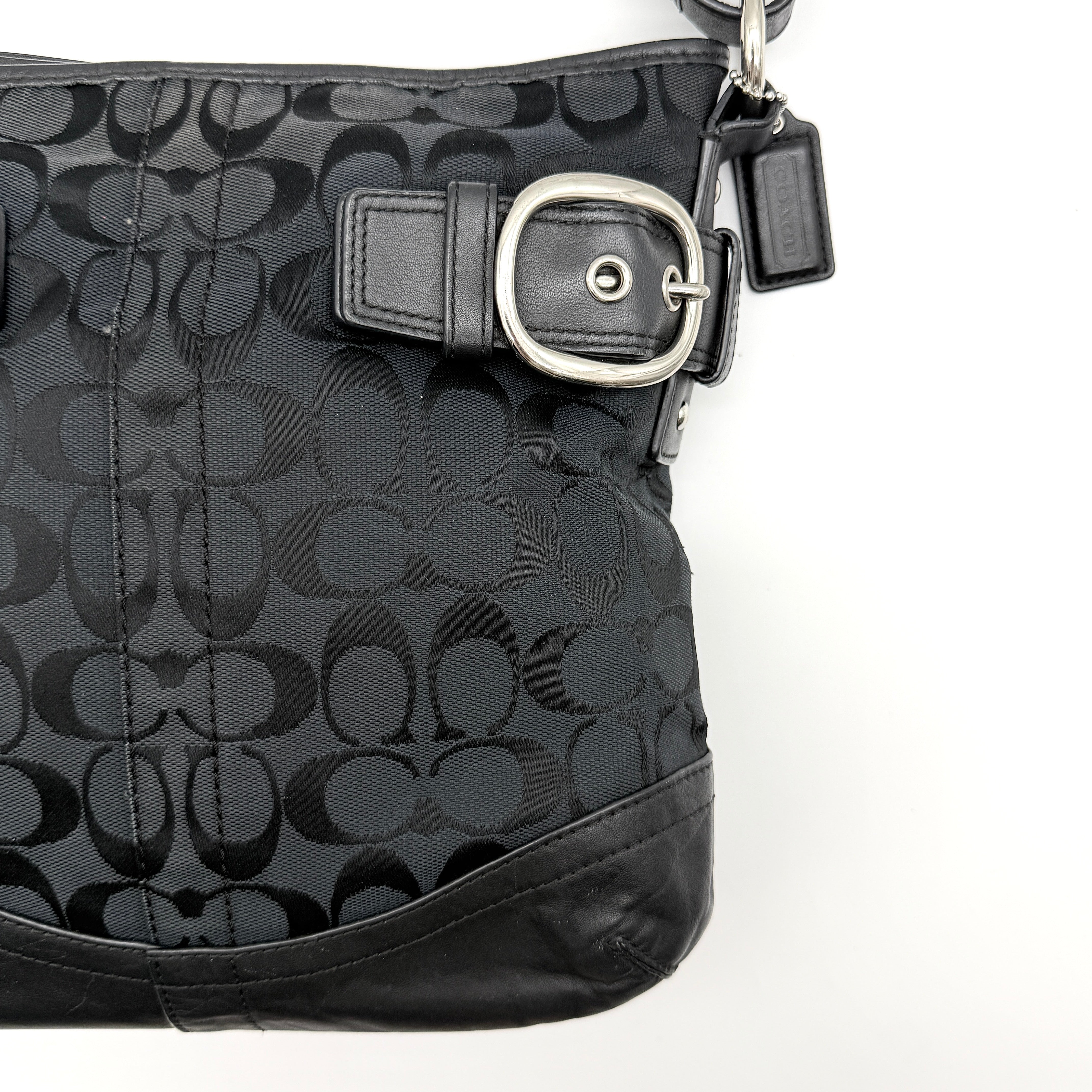 Coach 2Way Signature Canvas Crossbody Bag Black