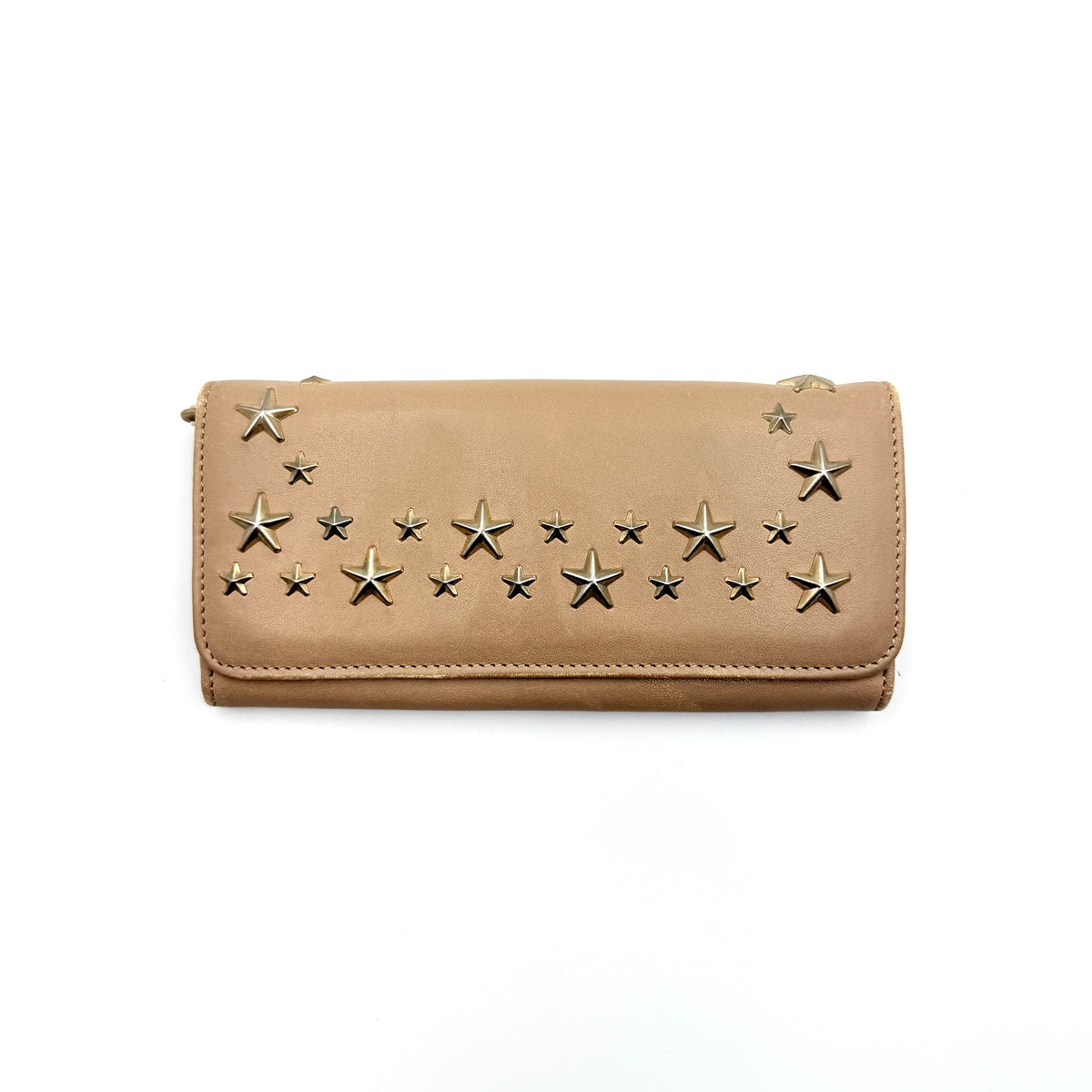 Jimmy Choo Nino Star Studded Long Wallet Beige