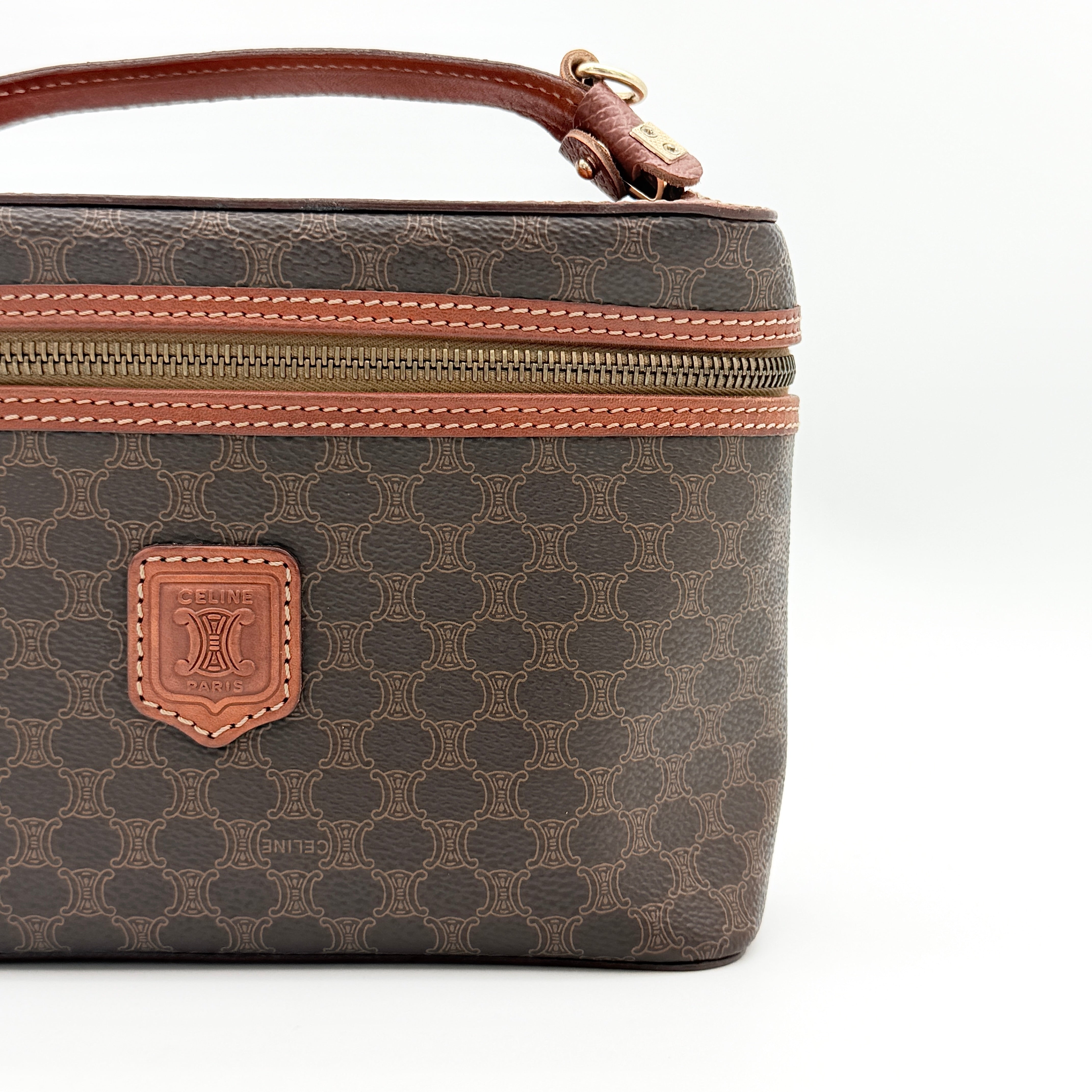 Celine Triomphe Macadam Vanity Bag Brown