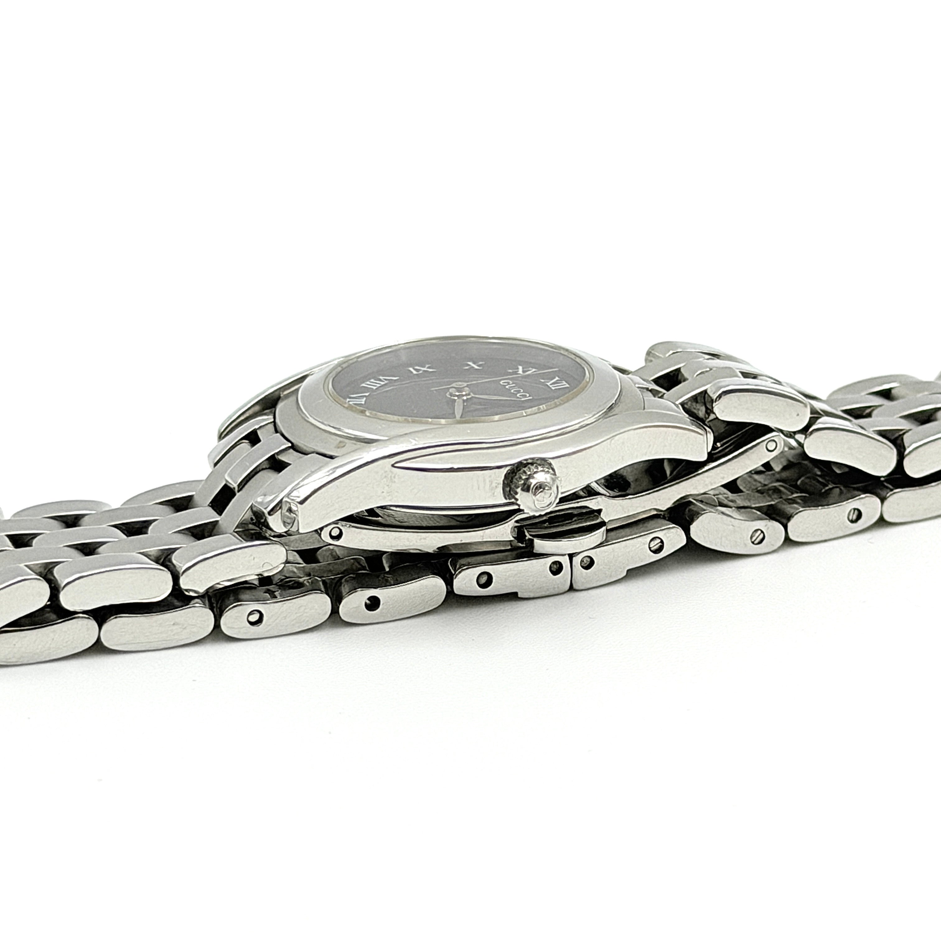 Gucci 5500L Black Dial Stainless Steel Watch