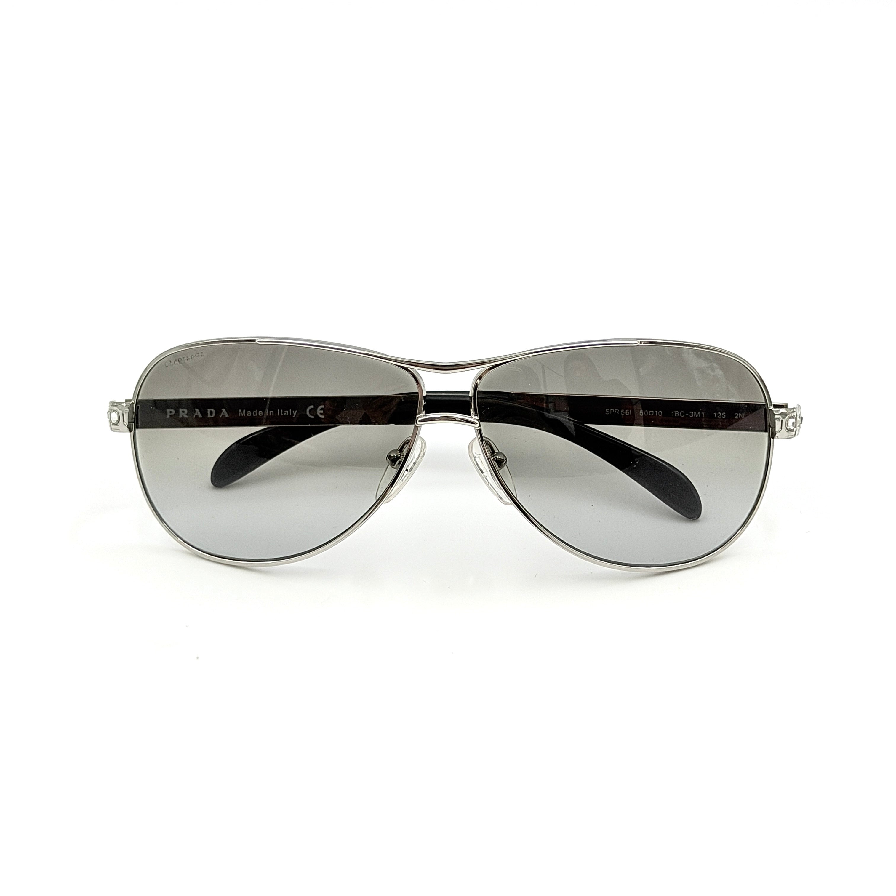 Prada SPR56I Rhinestone Sunglasses Silver