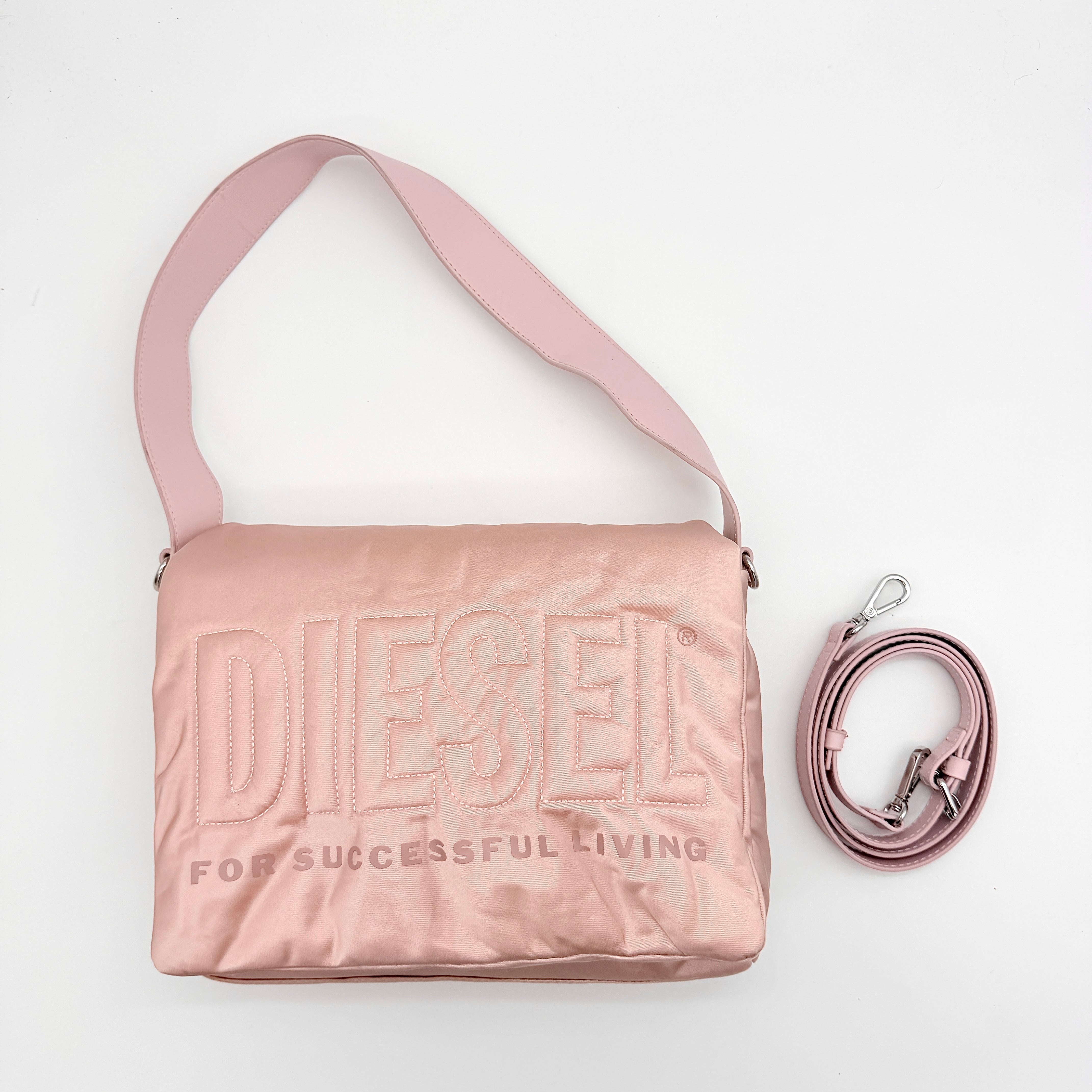 Diesel 2Way Embroidered Padded Shoulder Bag Pink