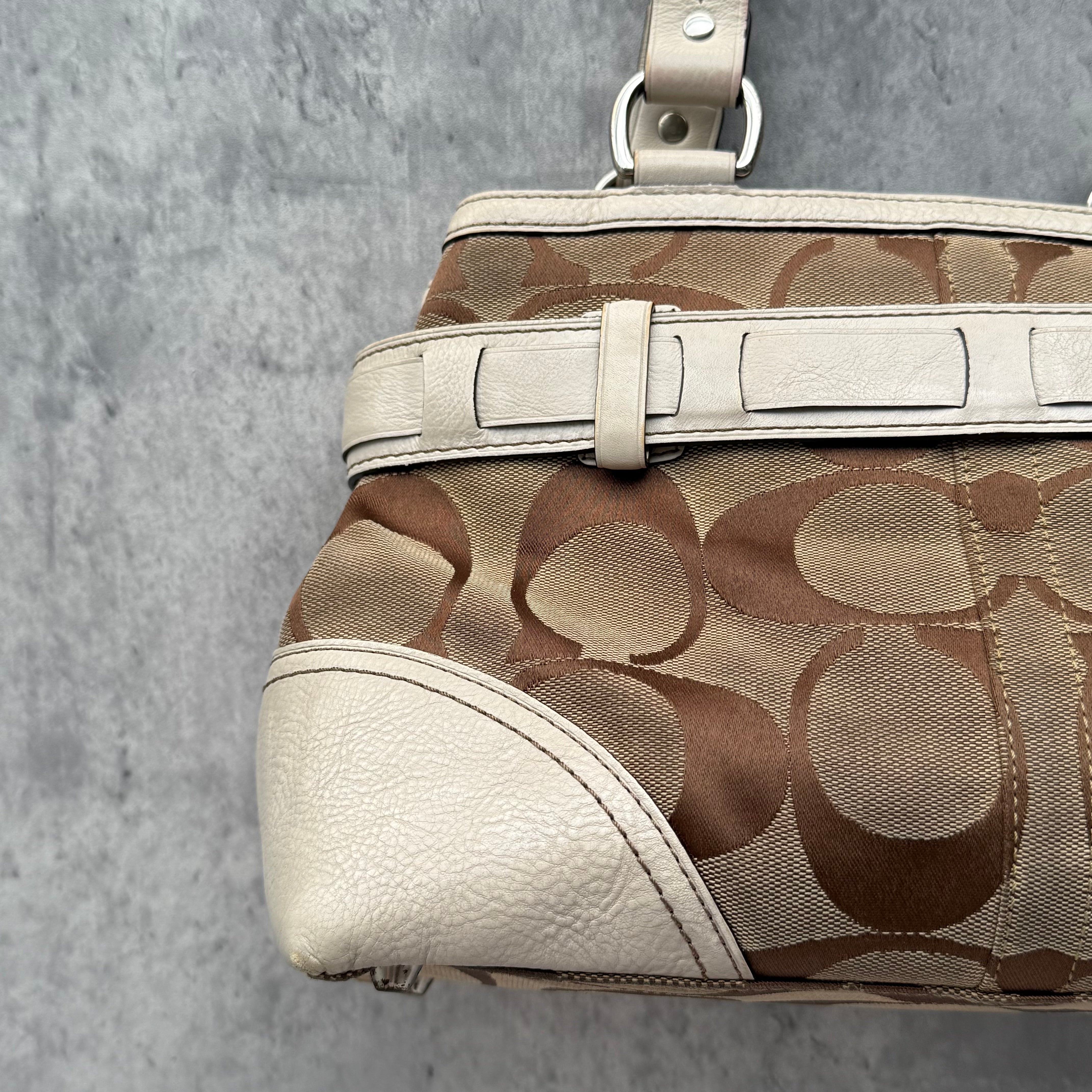 Coach Signature Sufflette Stripe Handbag Multicolor Brown