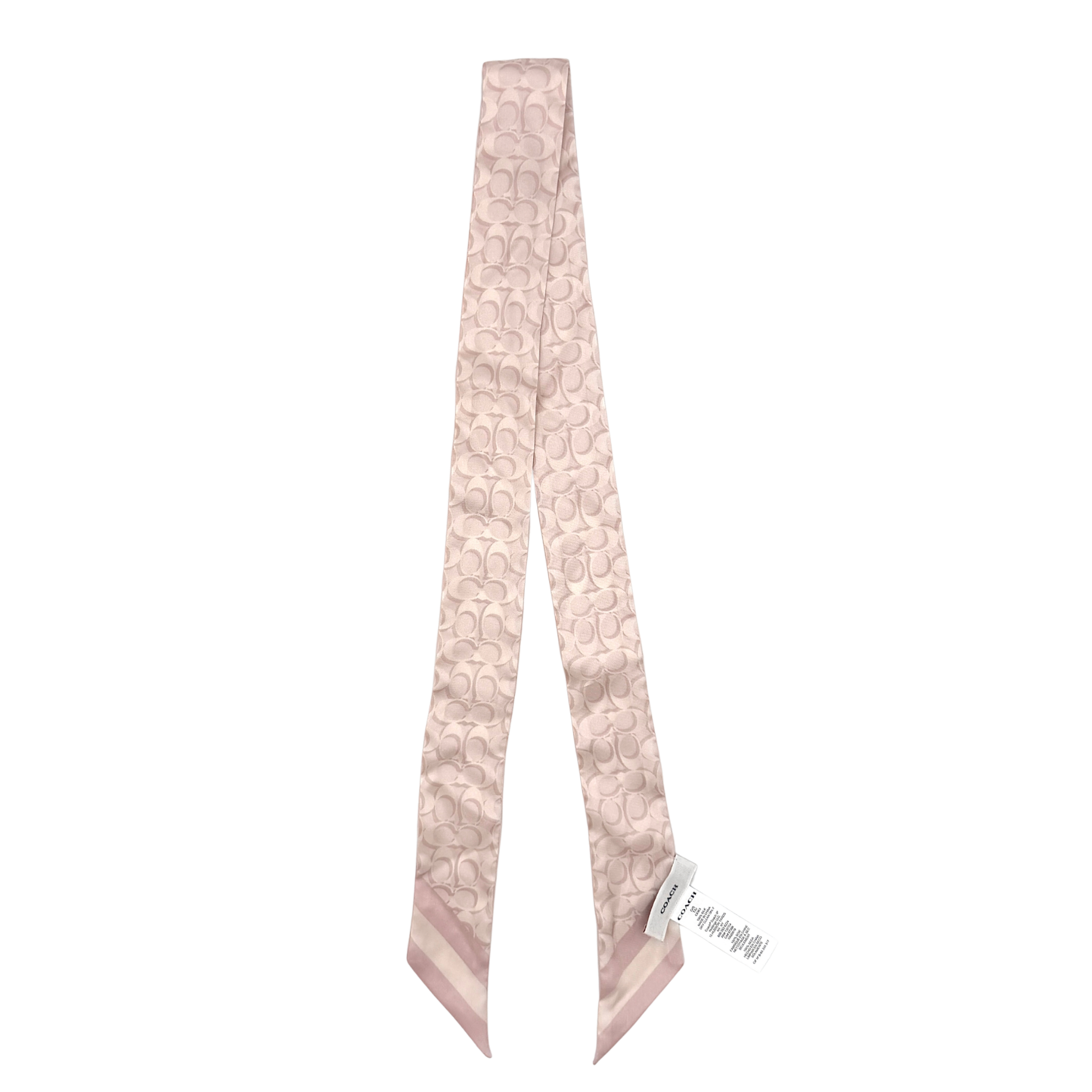 Coach Signature Print Silk Skinny Scarf Light Pink