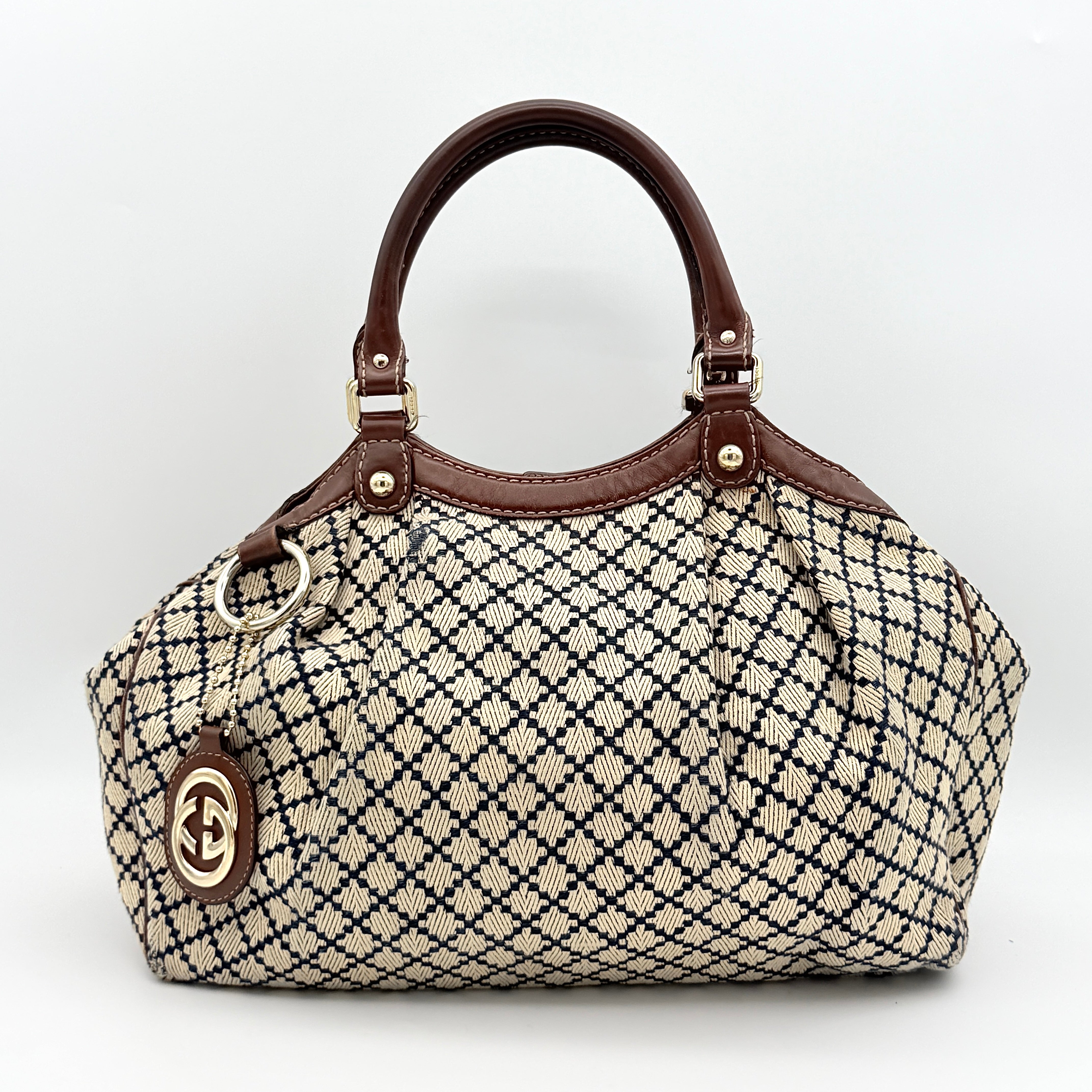 Gucci GG Diamante Sukey Shoulder Bag Beige/Brown