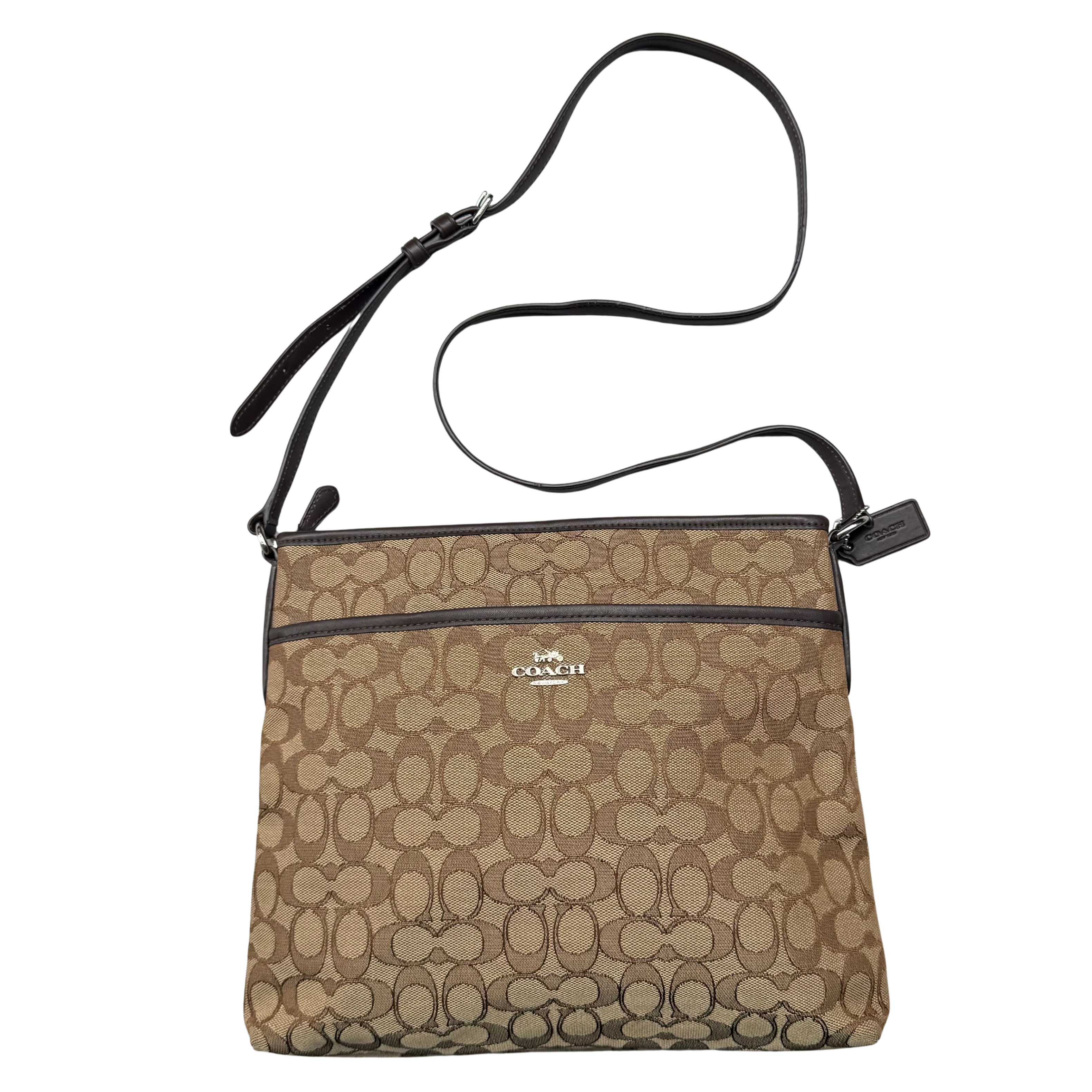 Coach Signature Canvas File Crossbody Bag Beige