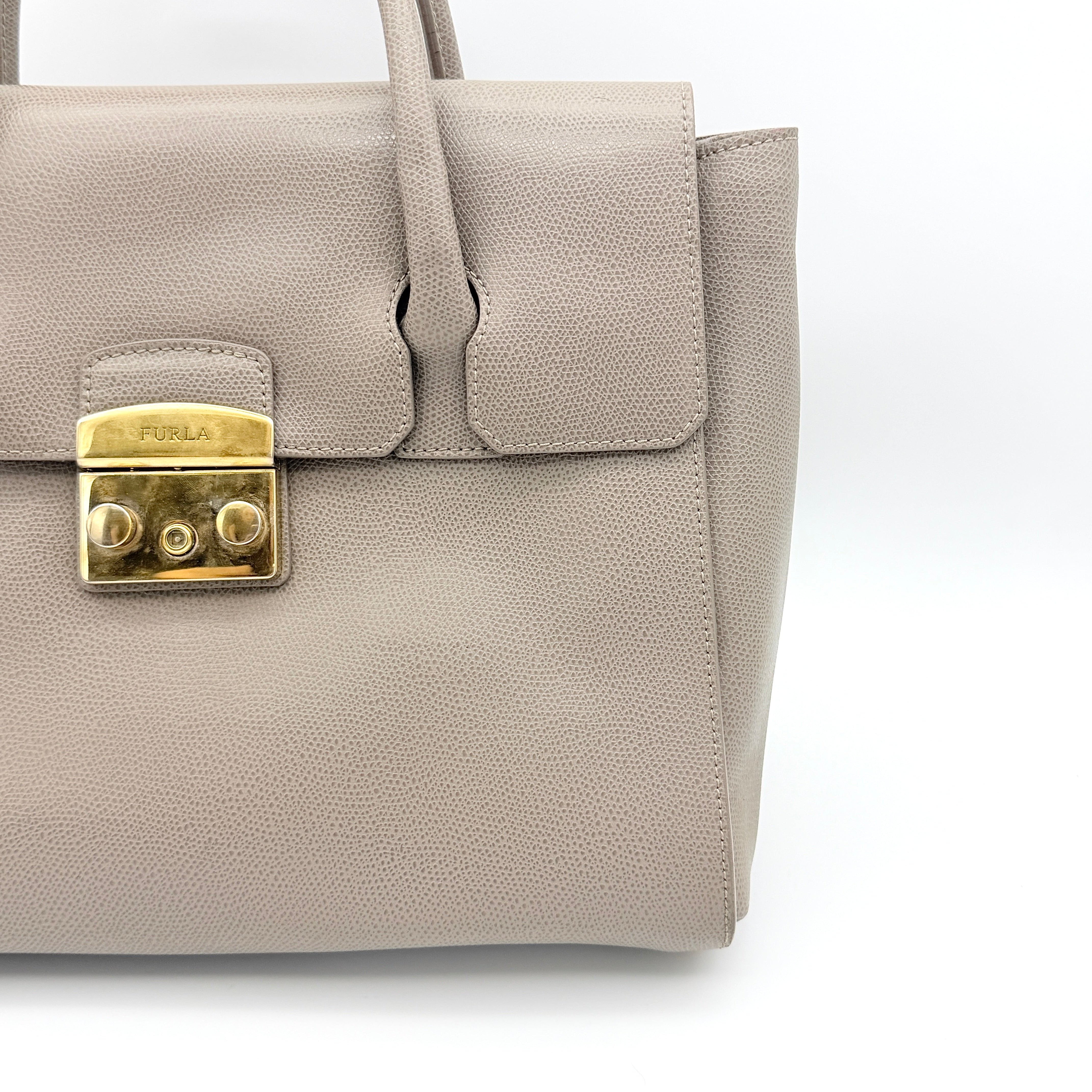 Furla 2Way Metropolis Satchel Handbag Beige