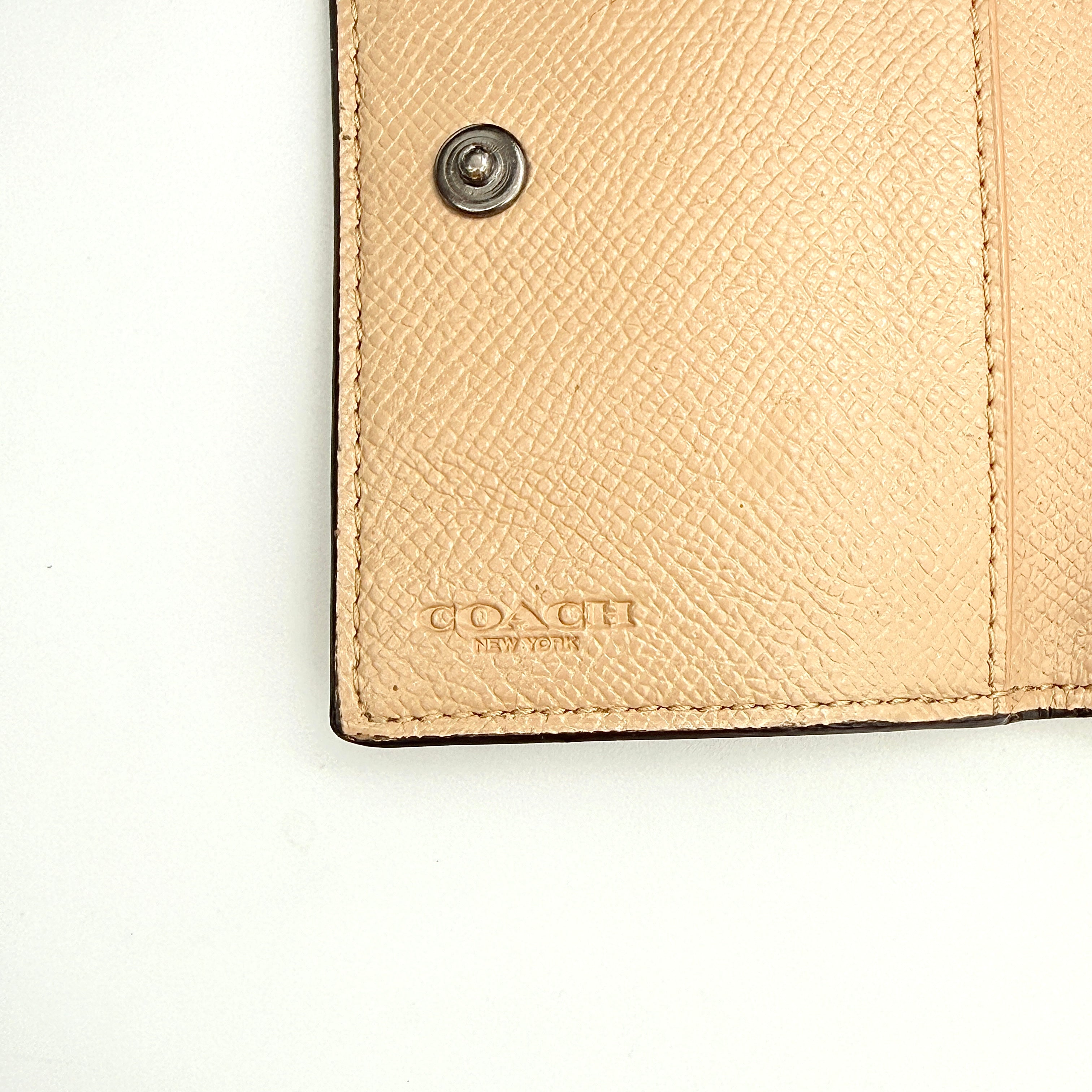 Coach Leather Business Card Case Beige
