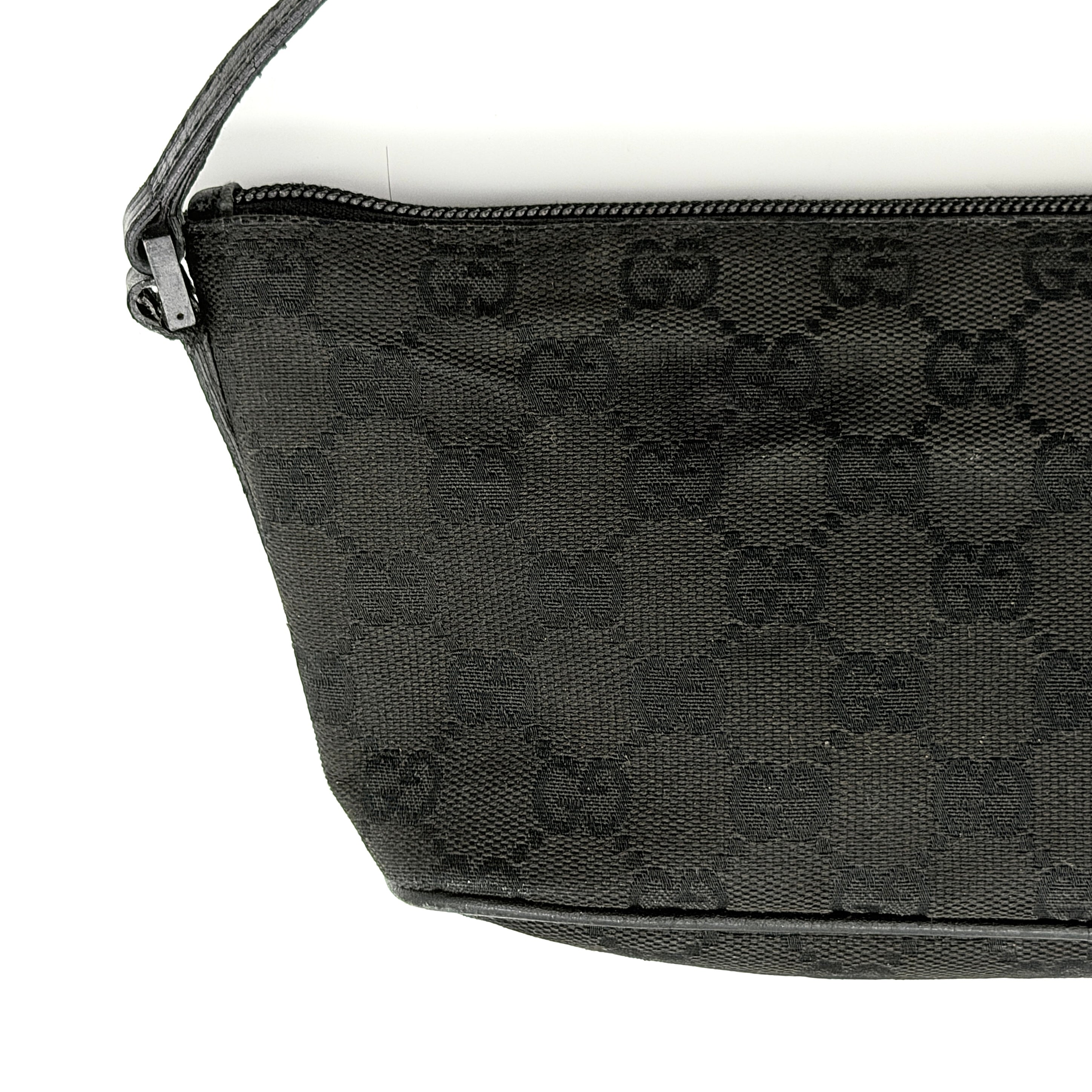 Gucci GG Monogram Pochette Boat Shoulder Bag Black
