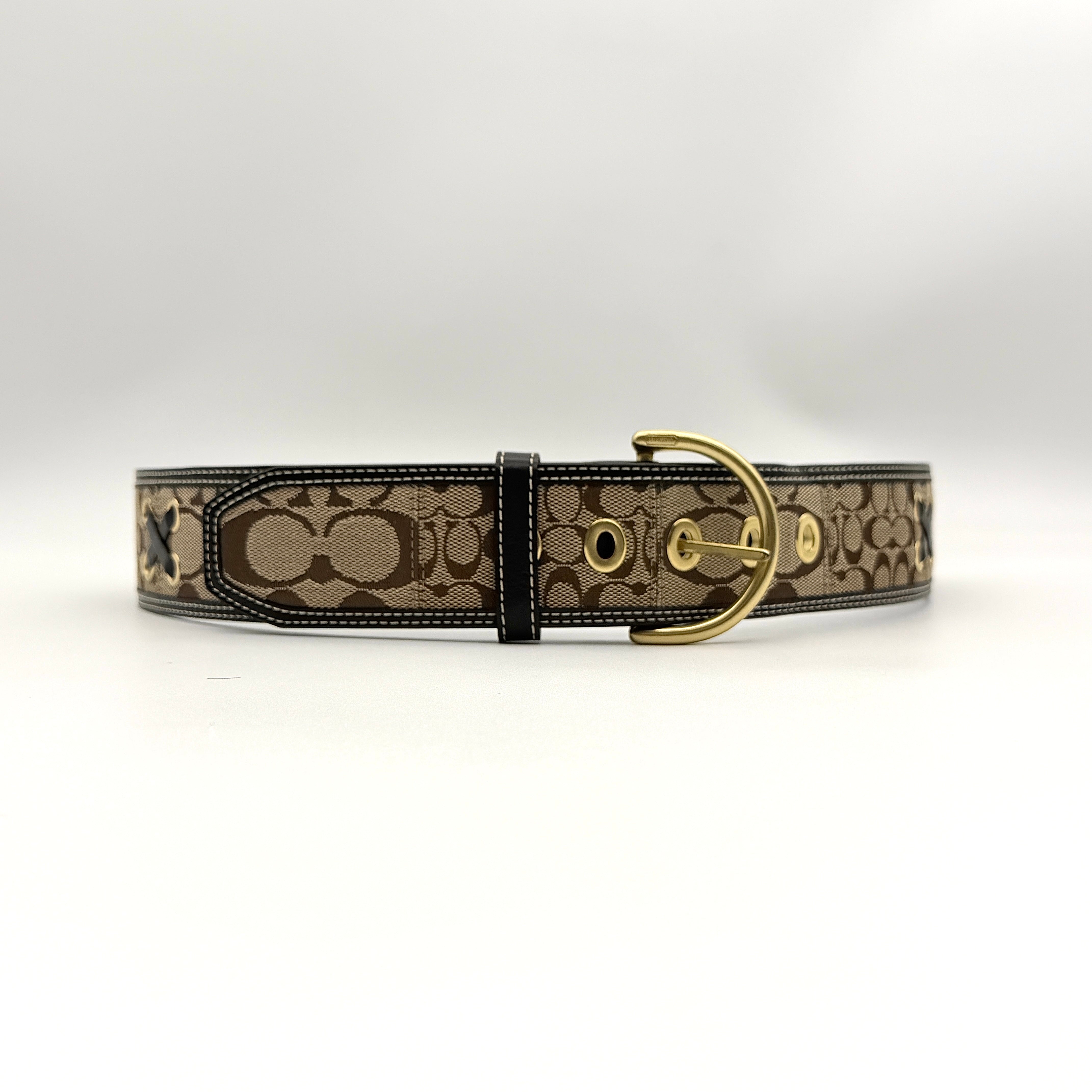 Coach Signature Canvas Belt Beige/Black