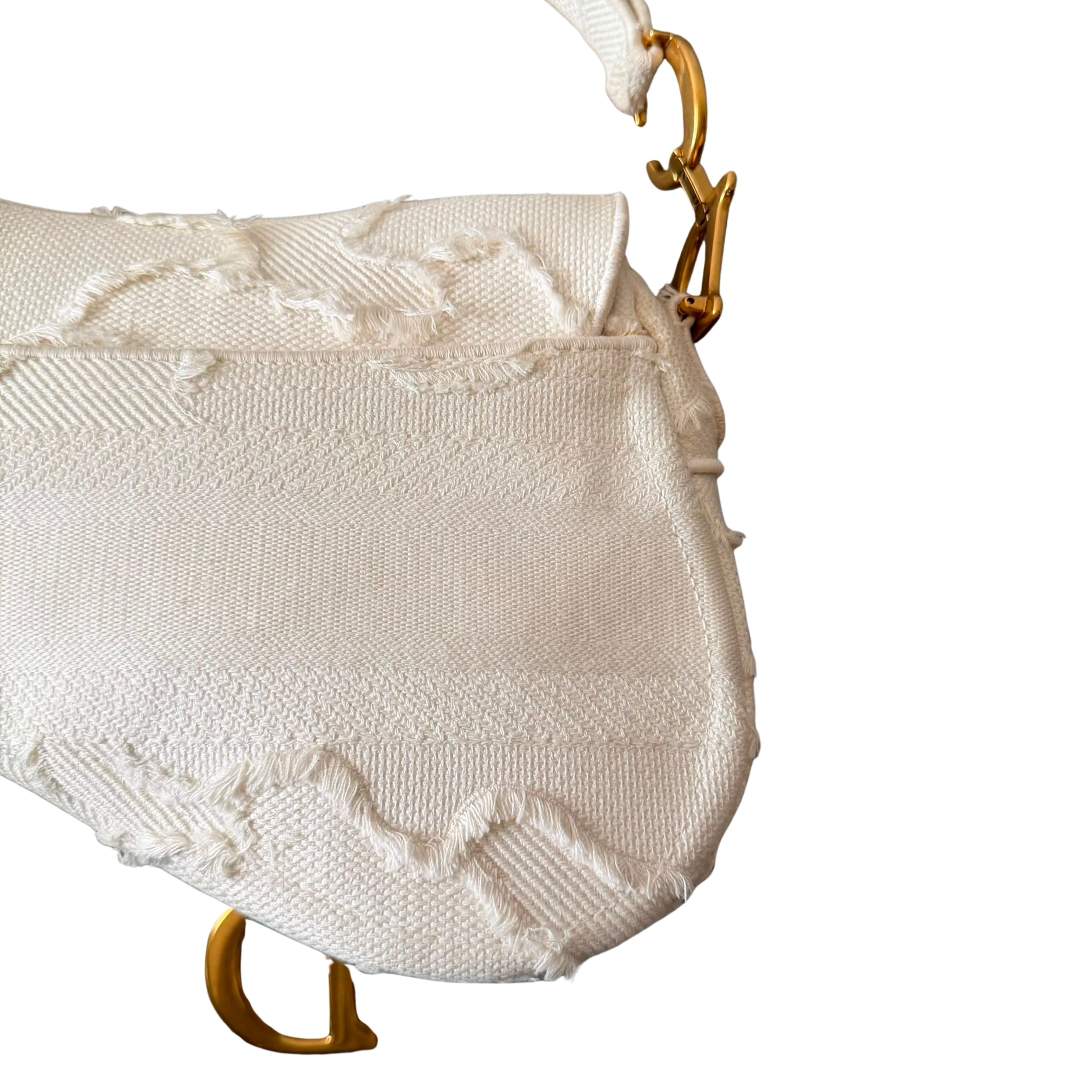 Christian Dior Medium Camouflage Embroidered Saddle Bag White