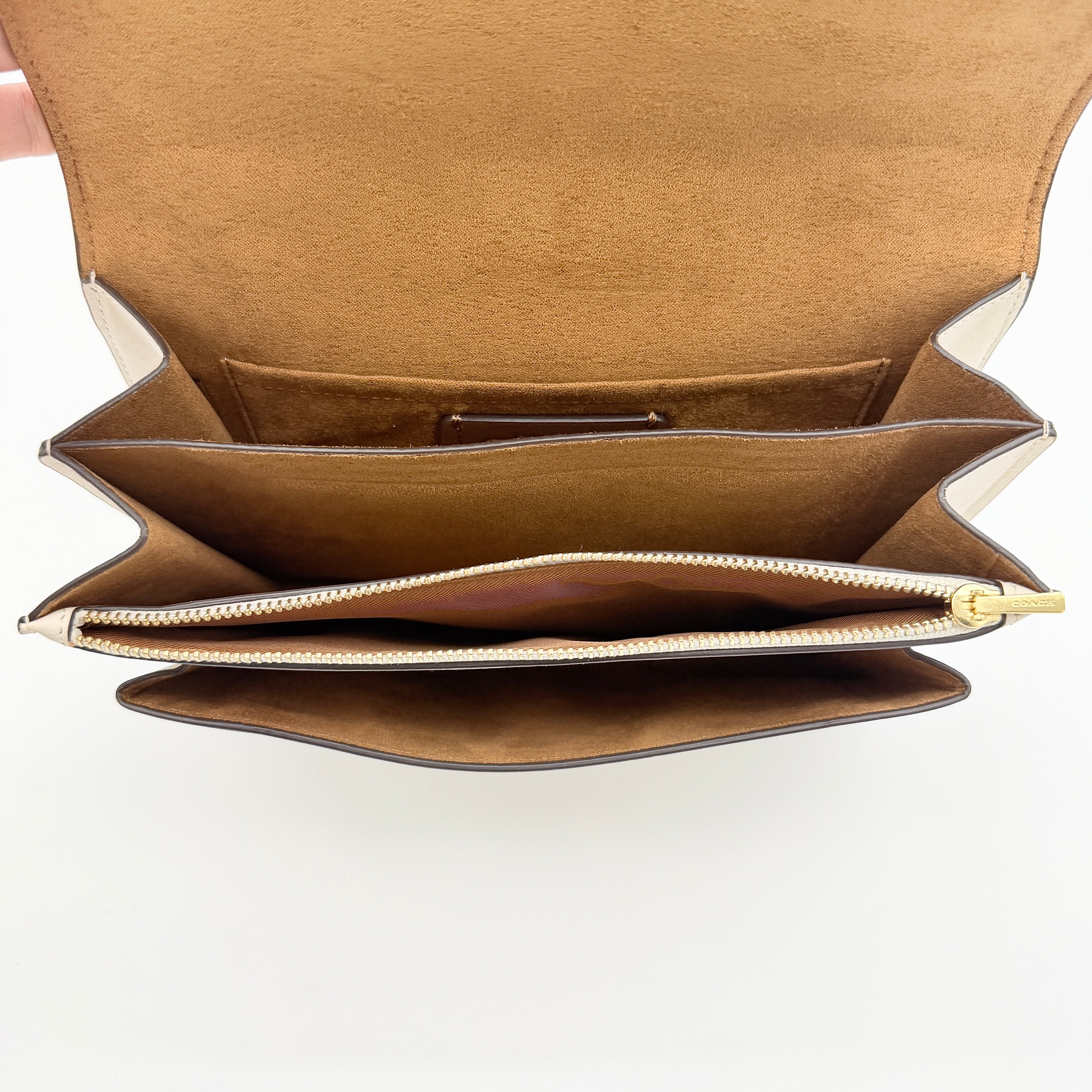 Coach 2Way Klare Linear Quilting Shoulder Bag Cream