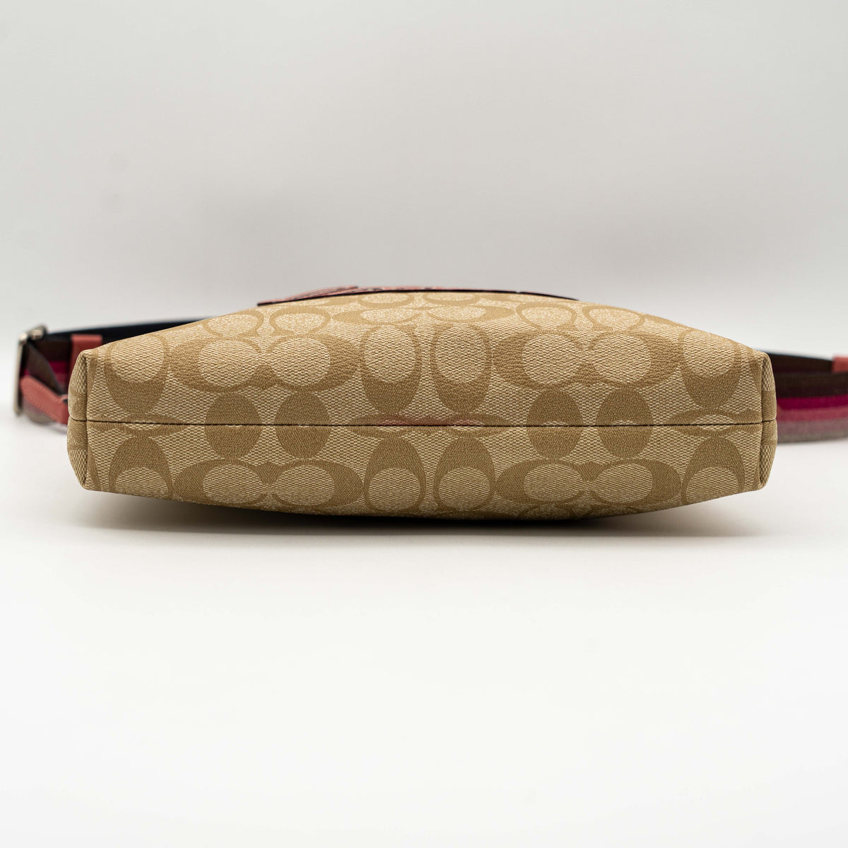 Coach Signature Script File Crossbody Bag Beige/Burgundy