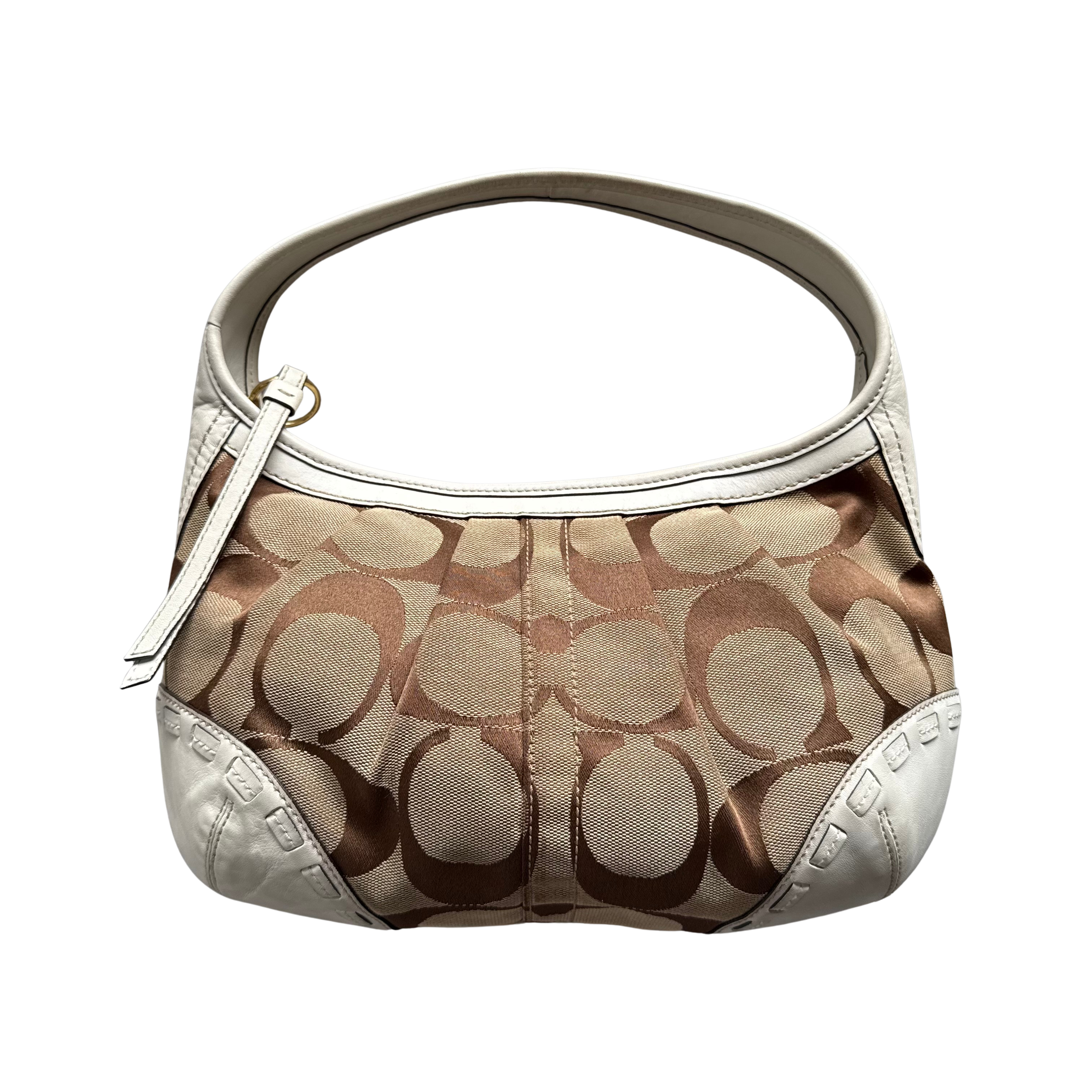 Coach Signature Ergo Shoulder Bag Beige/White