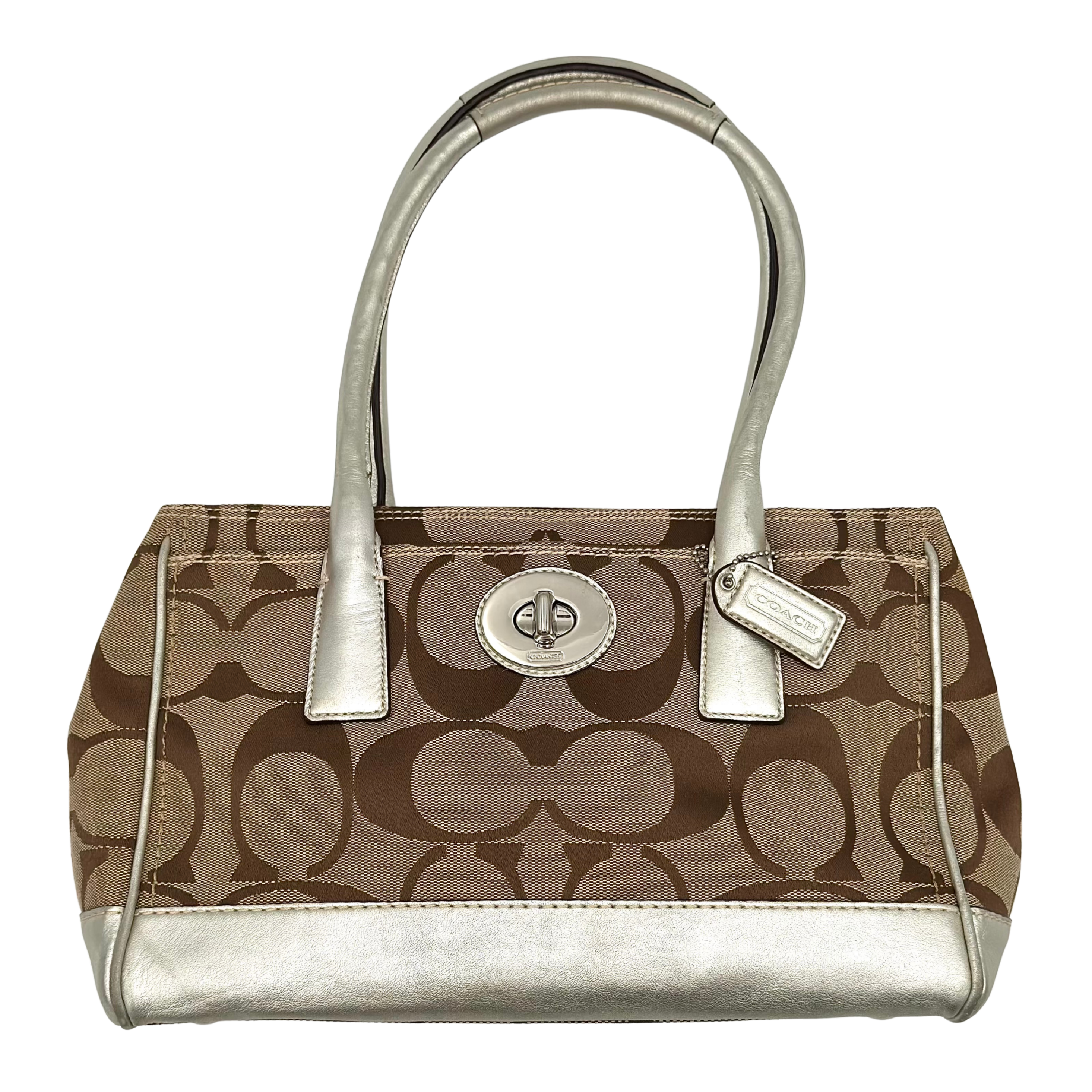 Coach Signature Hampton Madeline Handbag Beige/Silver