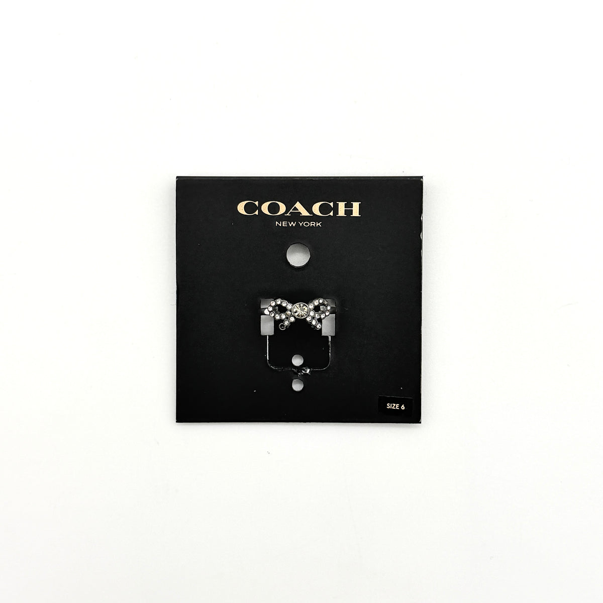 Coach Rhinestone Bow Ring Silver