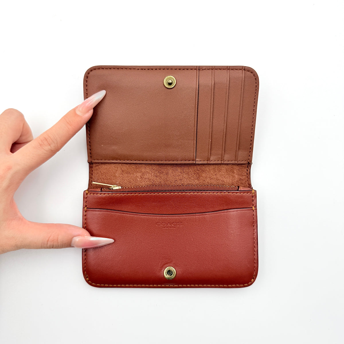 Coach Signature Stripe Essential Slim Card Case Brown
