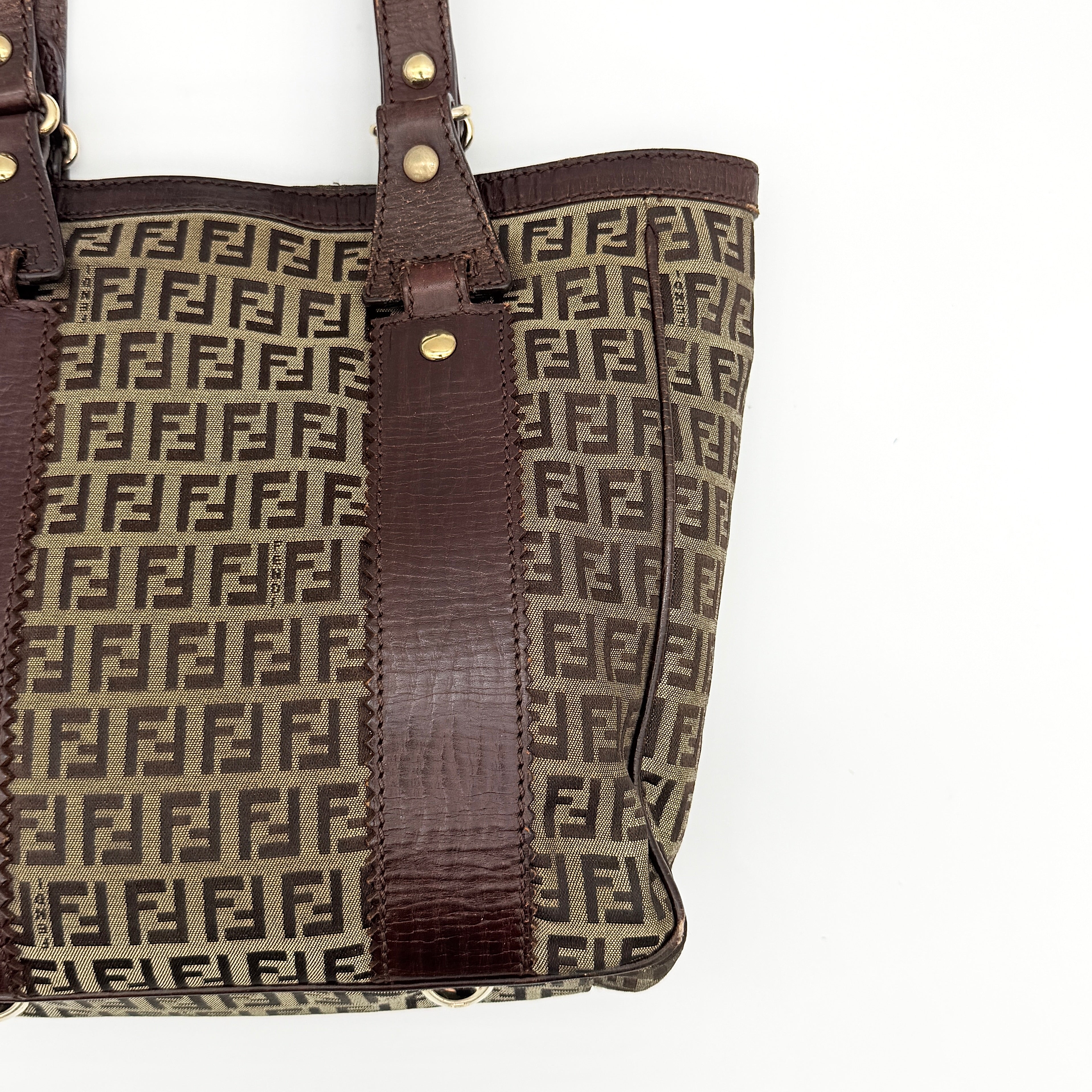 Fendi FF Zuccchino Shoulder Bag Brown