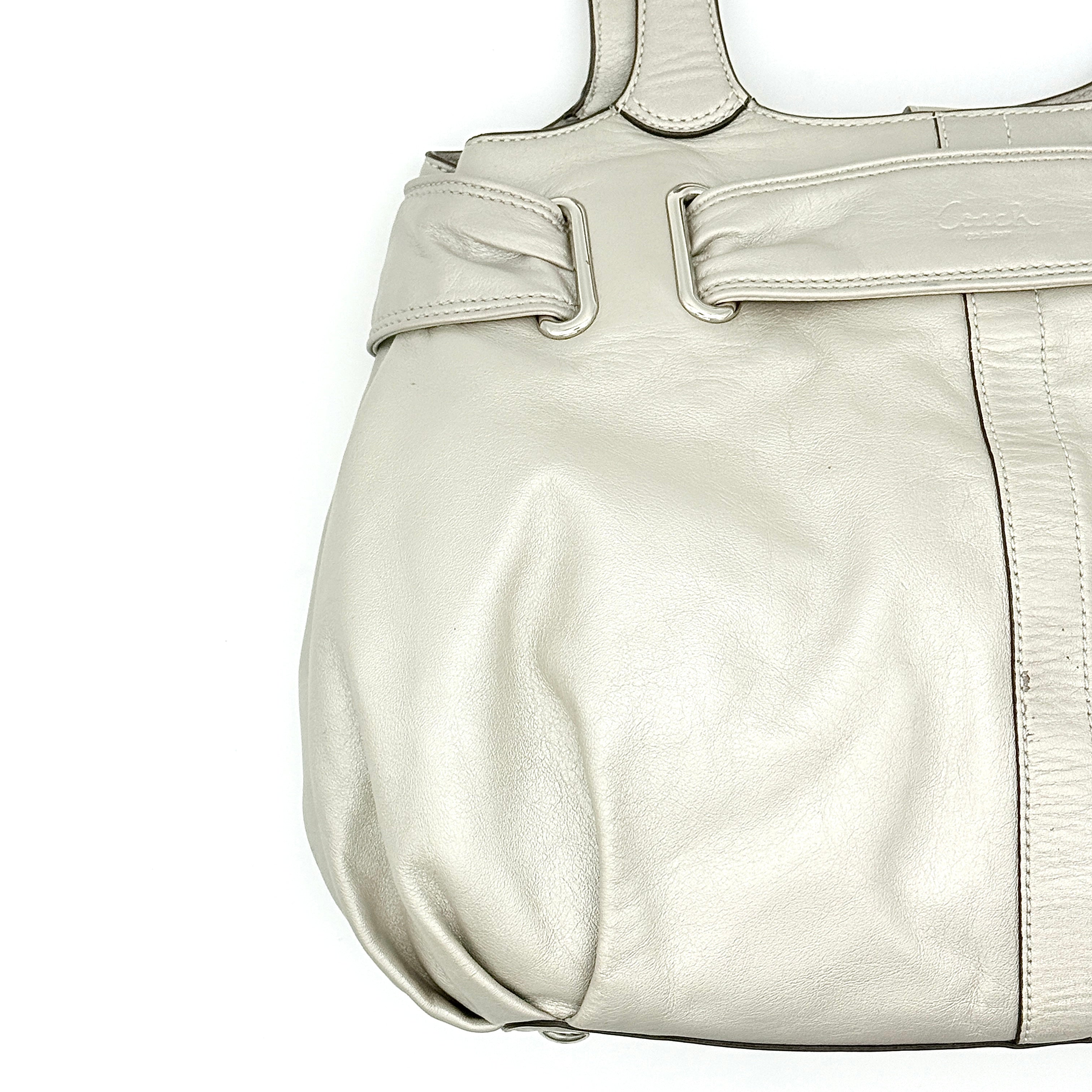 Coach Hobo Leather Carryall Shoulder Bag Ivory