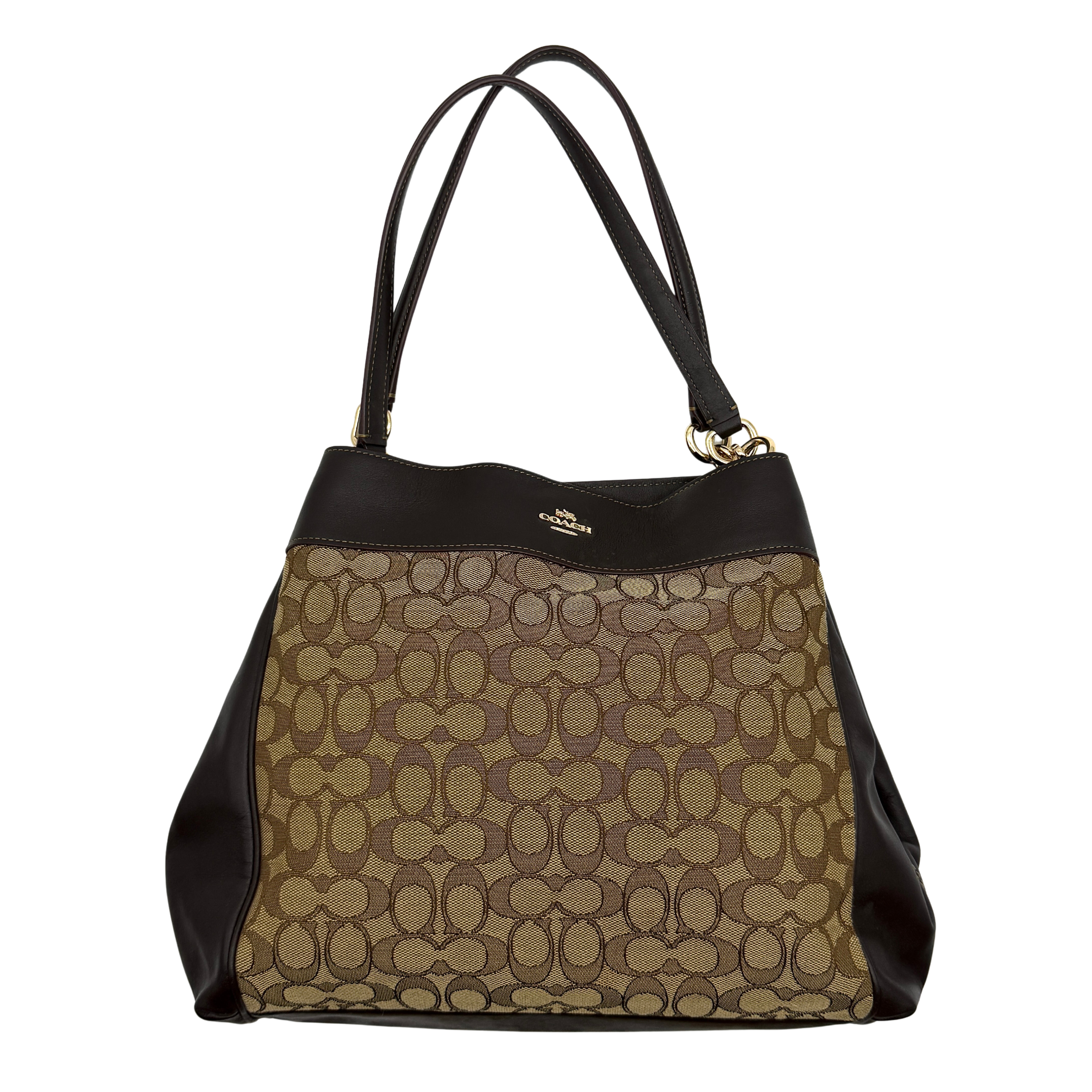 Coach Signature Lexy Canvas Shoulder Bag Beige/Brown