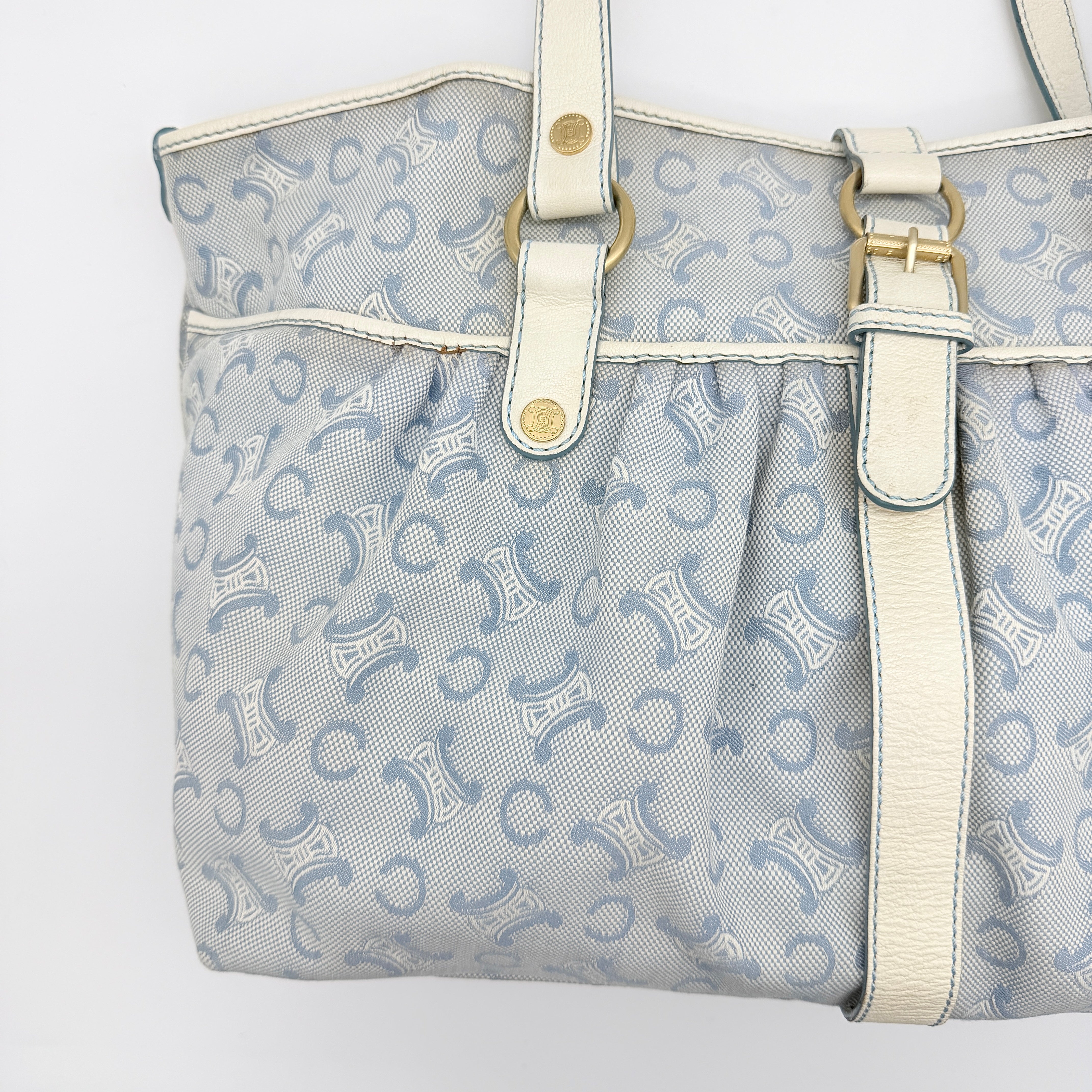 Celine C Macadam Shoulder Bag Blue/White