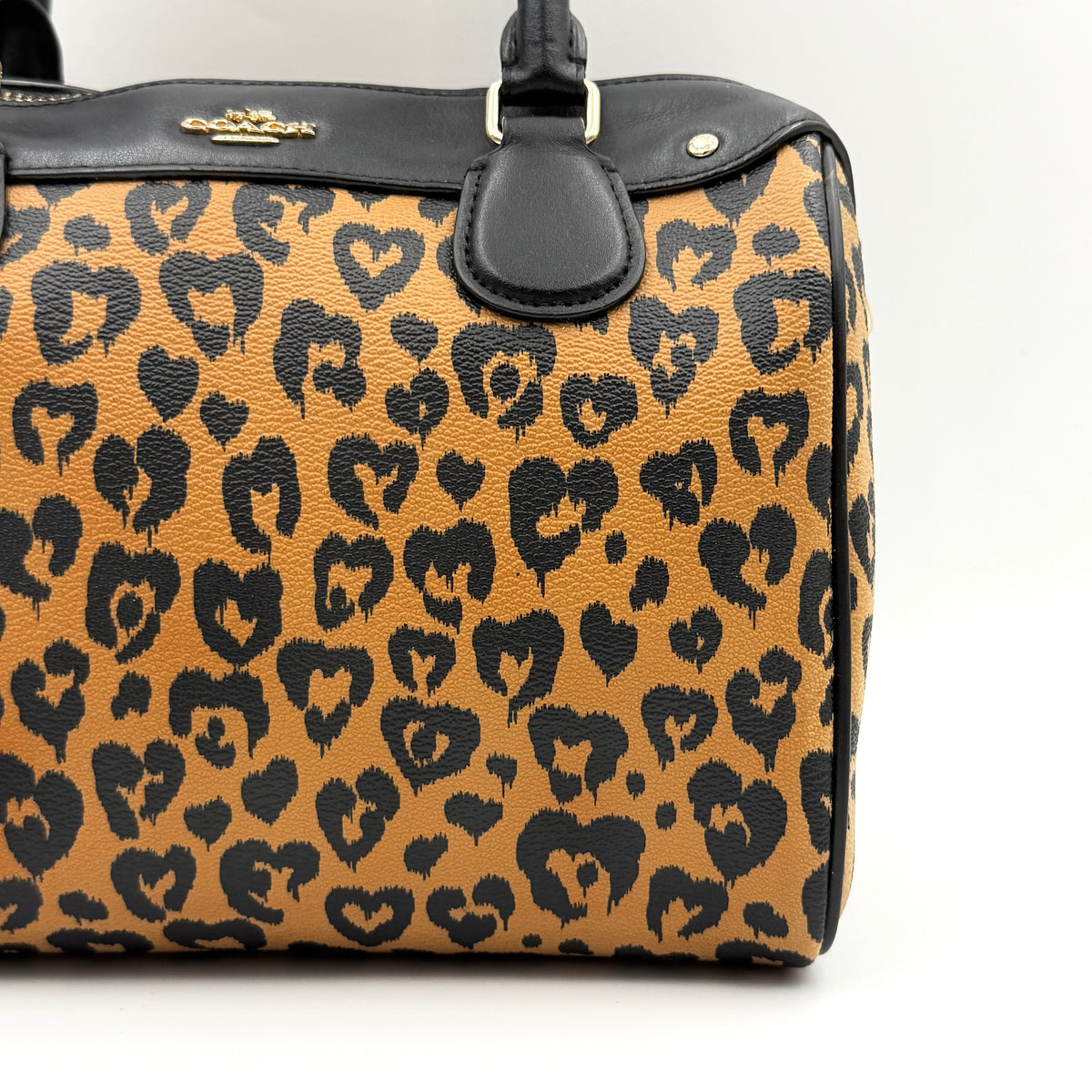 Coach 2Way Wild Heart Leopard Mini Bennett Boston Bag Brown/Black