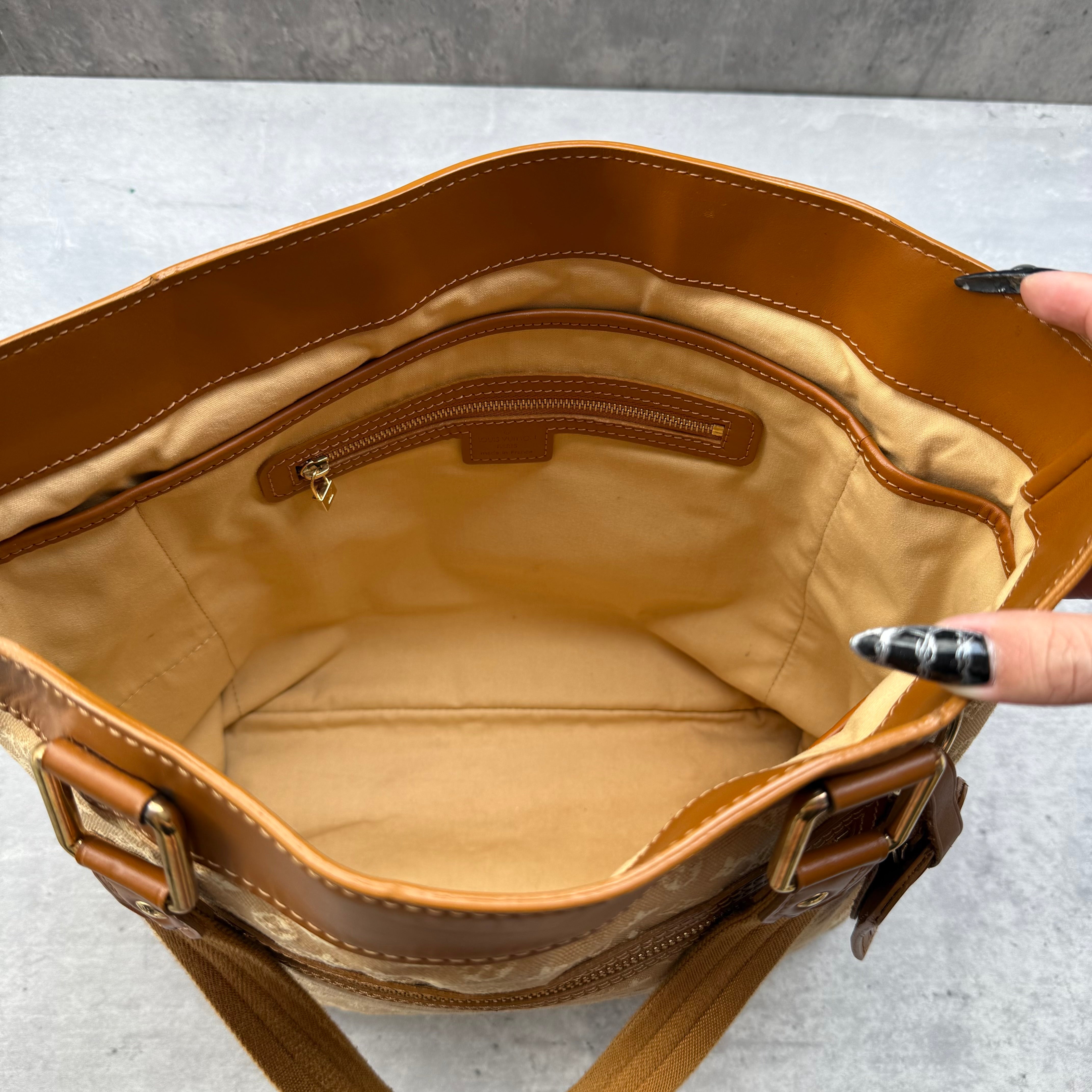 Louis Vuitton Mini Lin Monogram Lucille GM HandBag Beige/Caramel