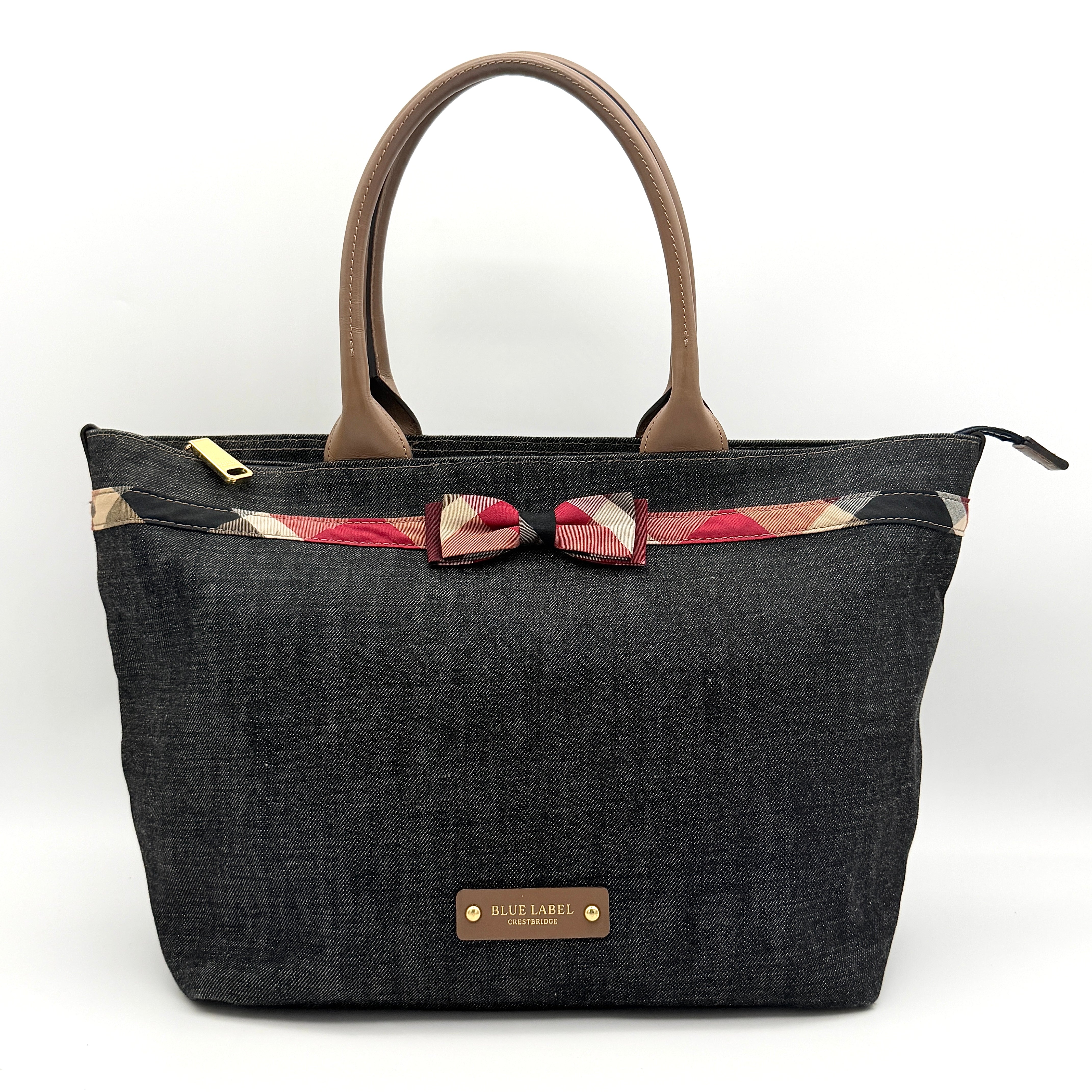 Burberry Blue Label Crestbridge Ribbon Denim Shoulder Bag Blue/Brown