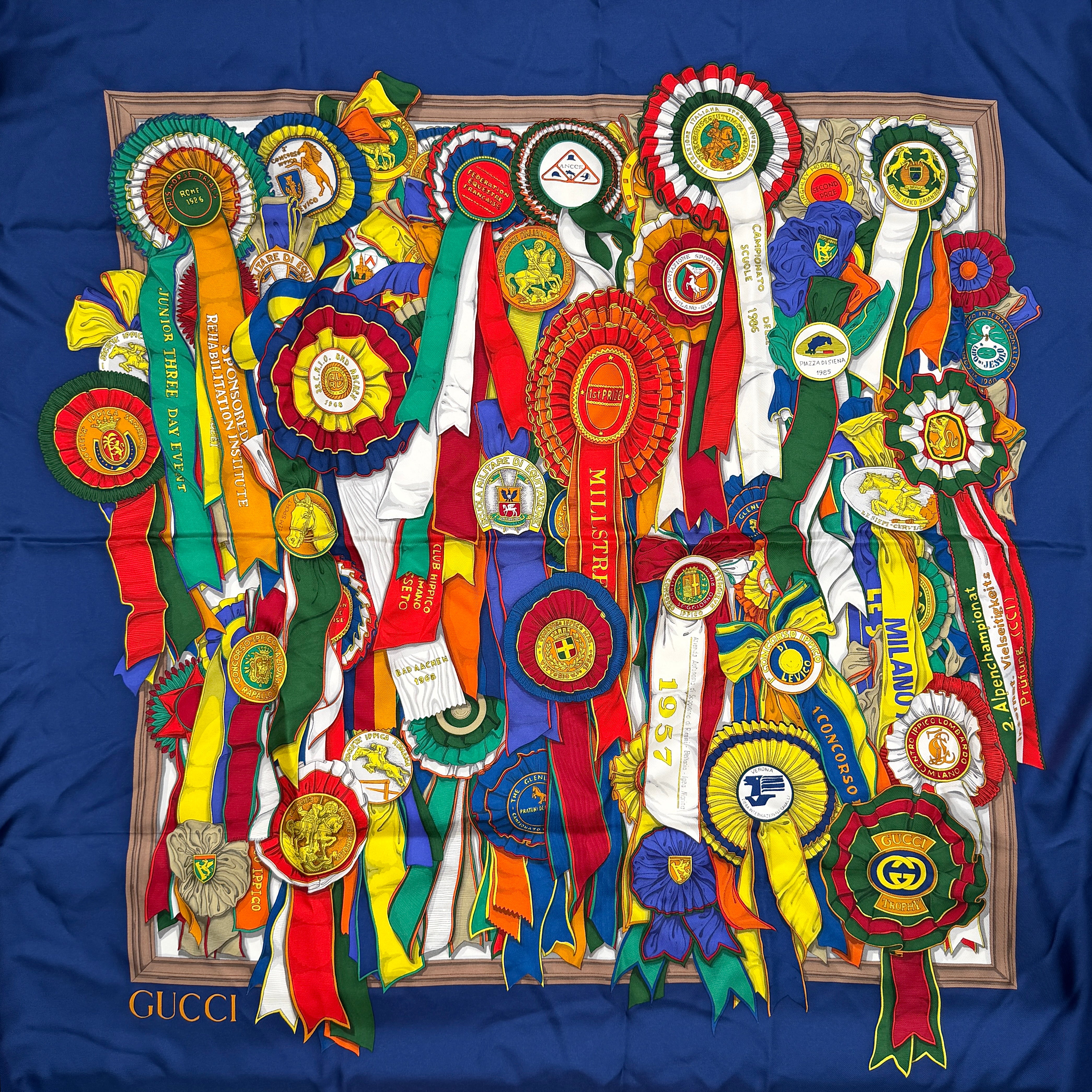 Gucci Medal Ribbon Silk Scarf Multicolor