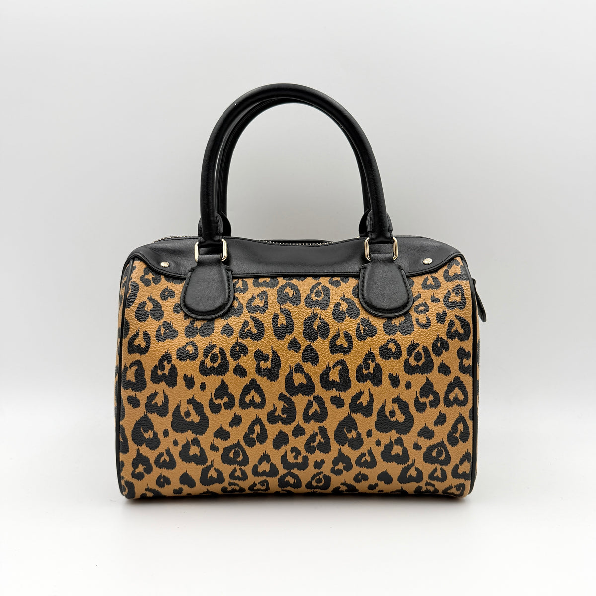 Coach 2Way Wild Heart Leopard Mini Bennett Boston Bag Brown/Black