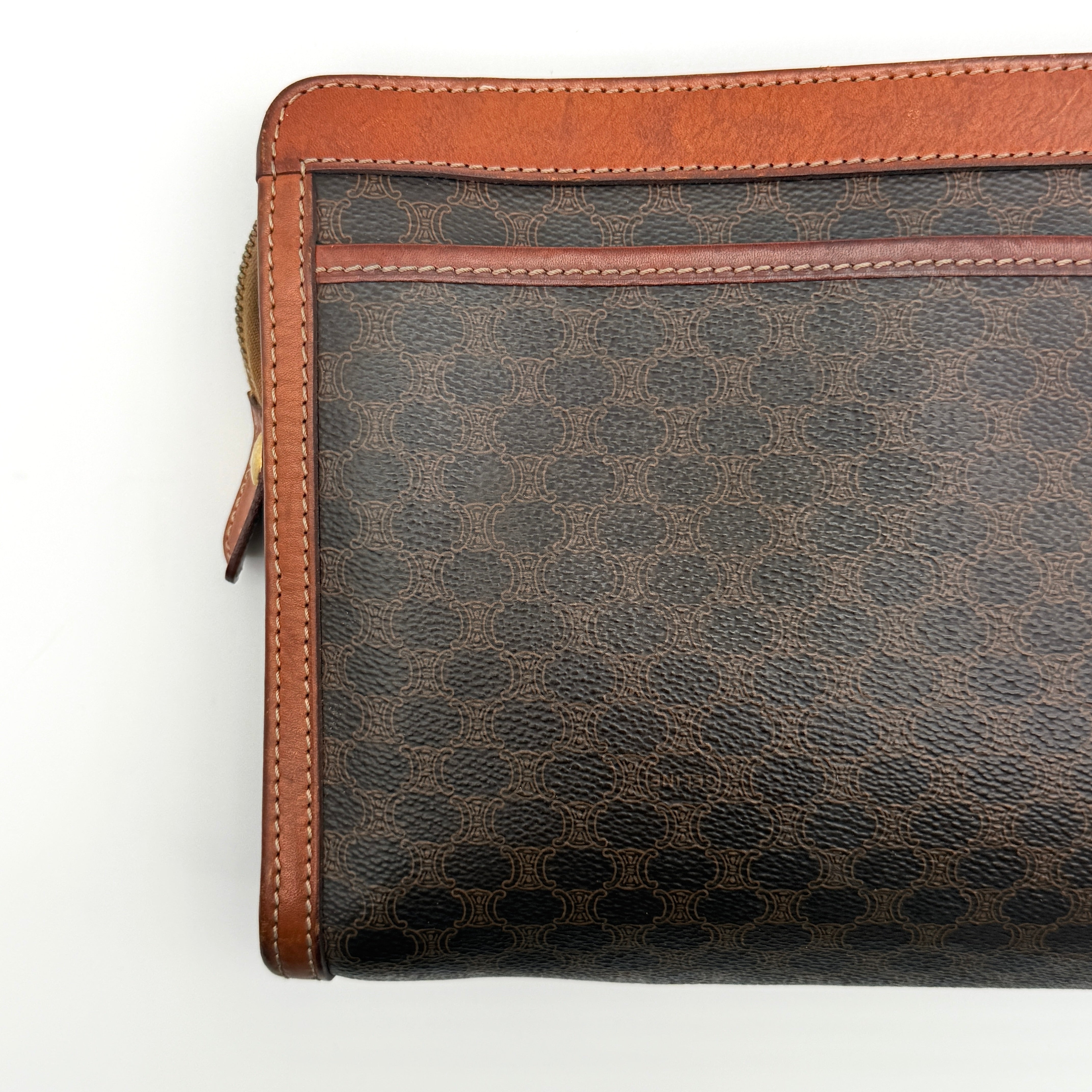Celine Triomphe Macadam Clutch Bag Brown