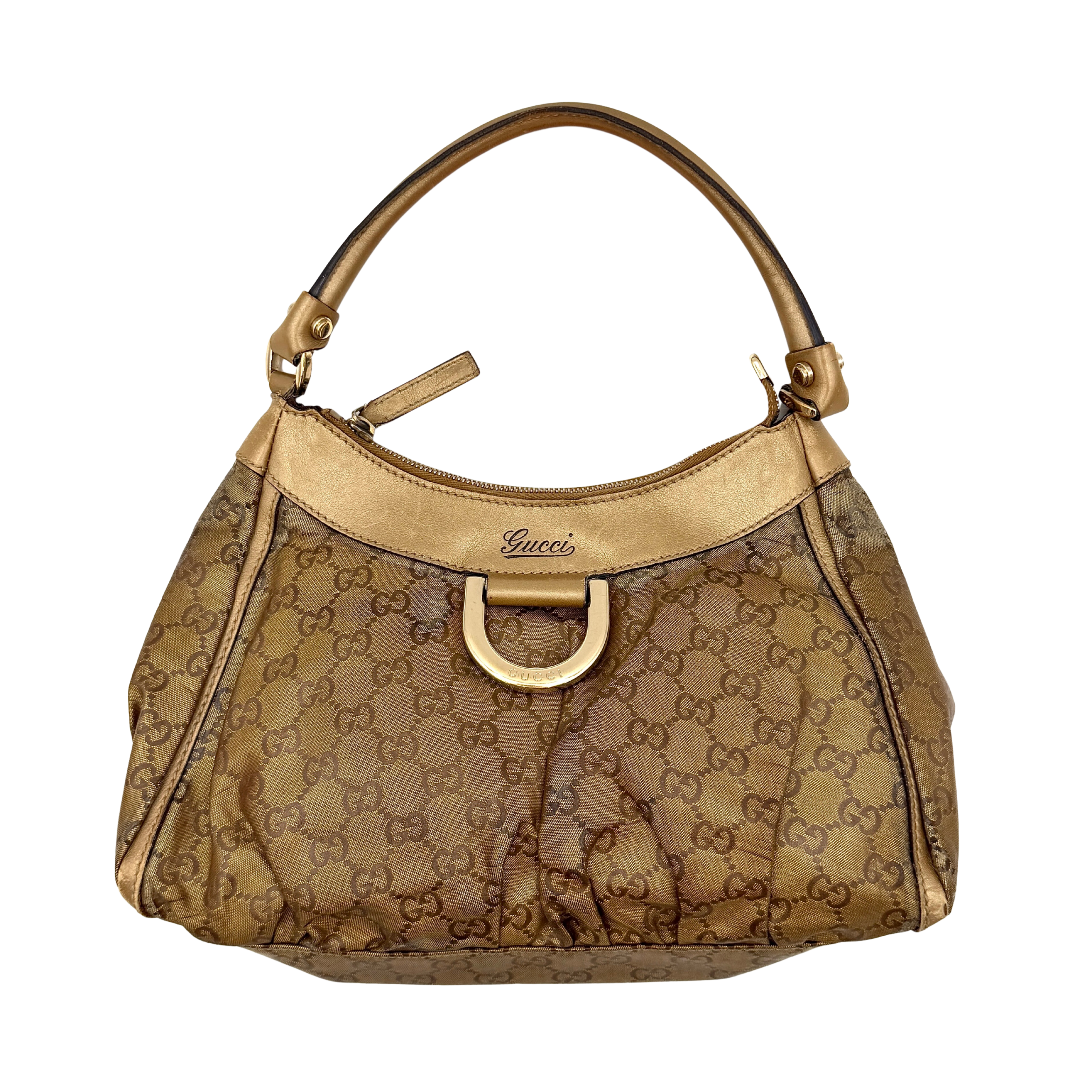Gucci GG Monogram D-Ring Shoulder Bag Gold