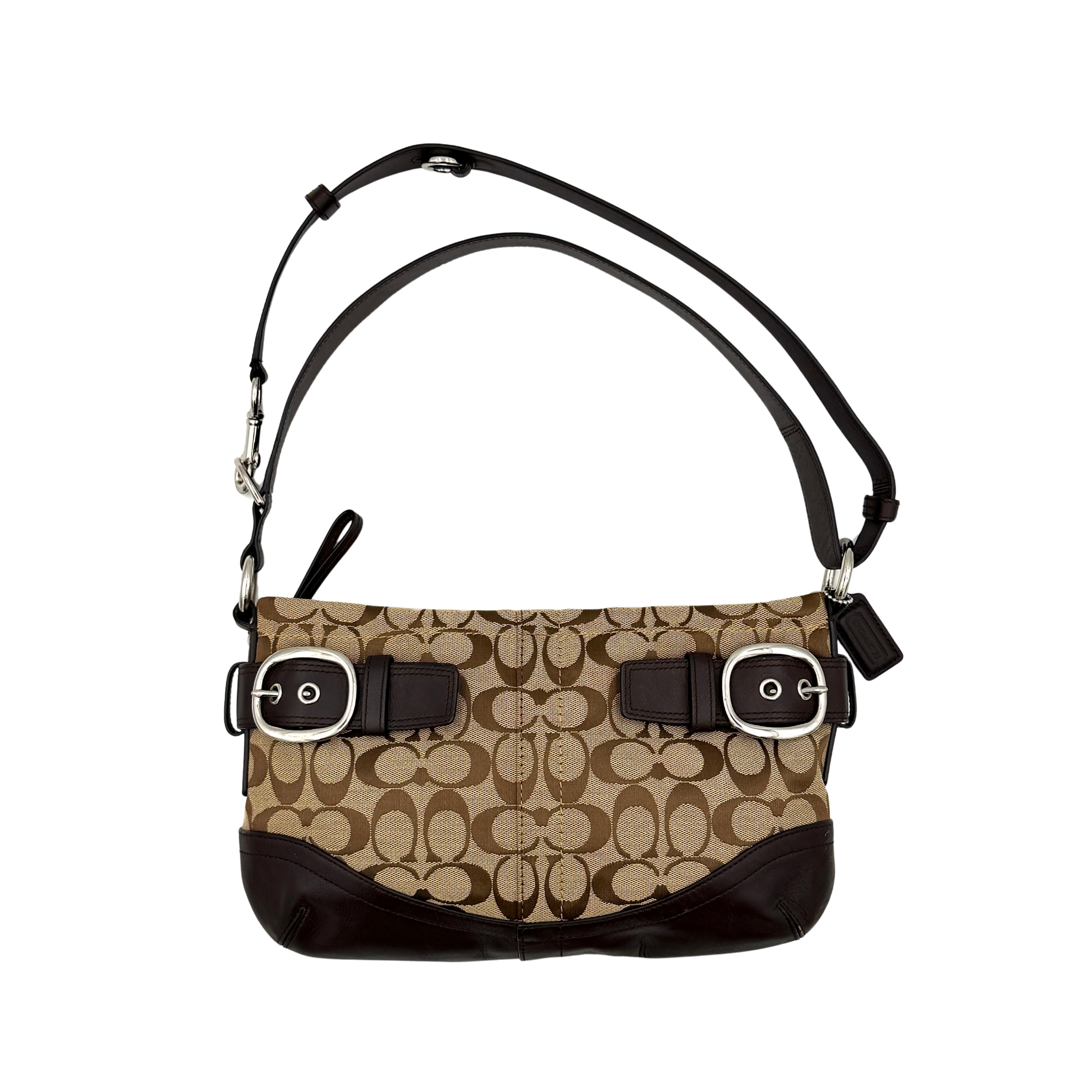 Coach 2Way Signature Sufflette Shoulder Bag Beige/Brown