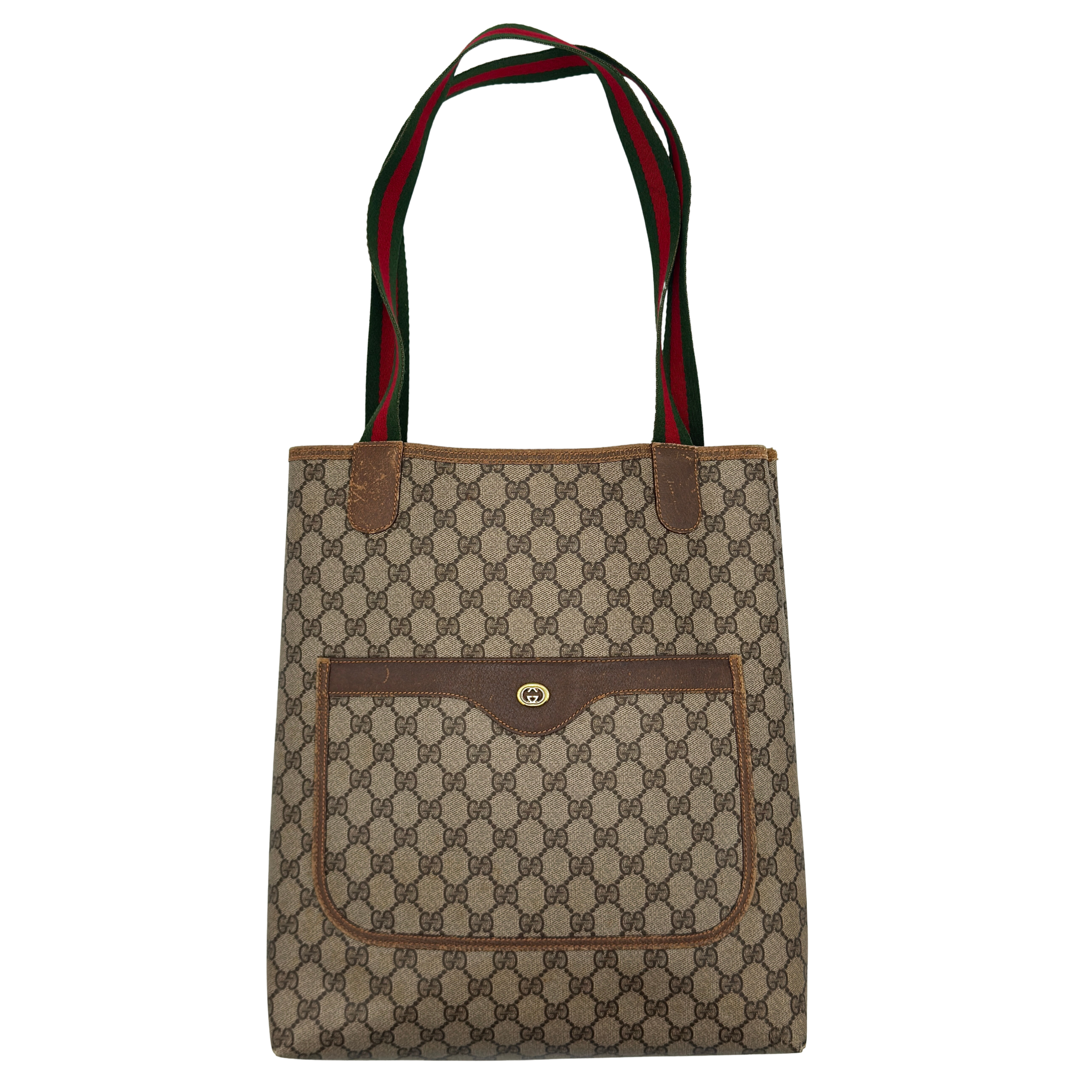 Gucci GG Monogram Supreme Web Sherry Line Tote Bag Beige