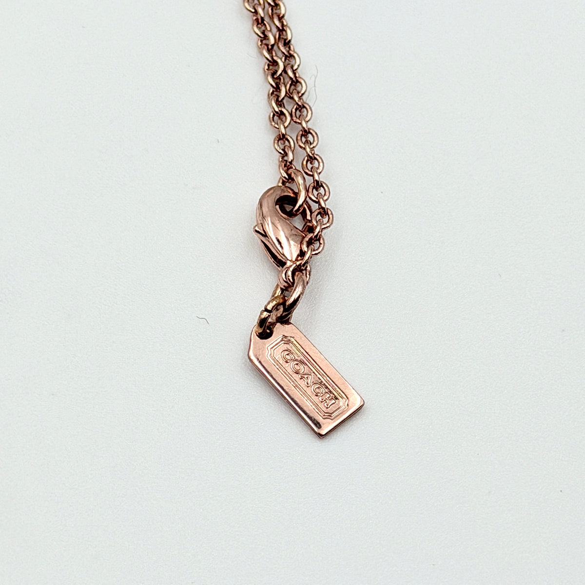 Coach Crystal Heart Necklace Rose Gold