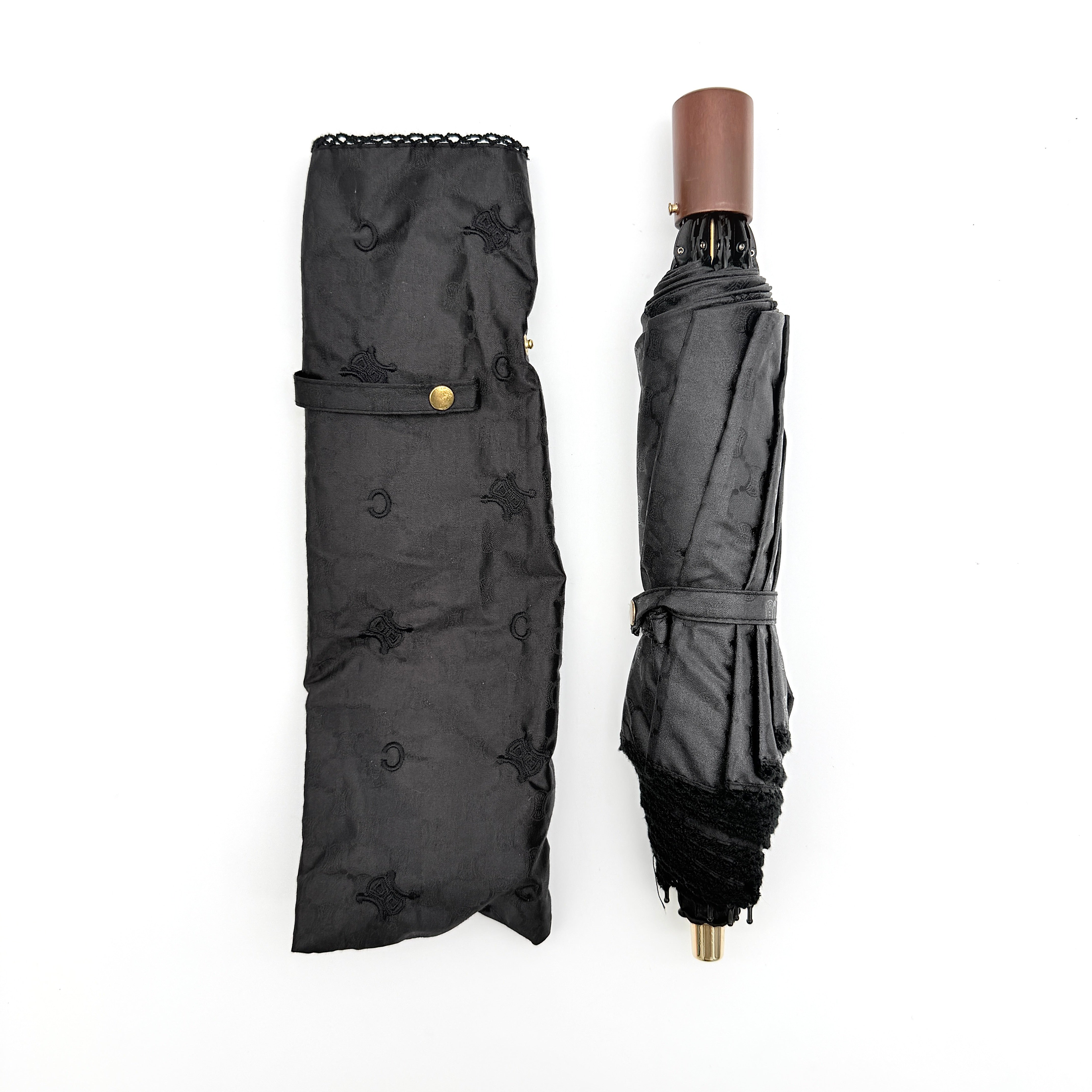 Celine Triomphe Monogram Umbrella Black