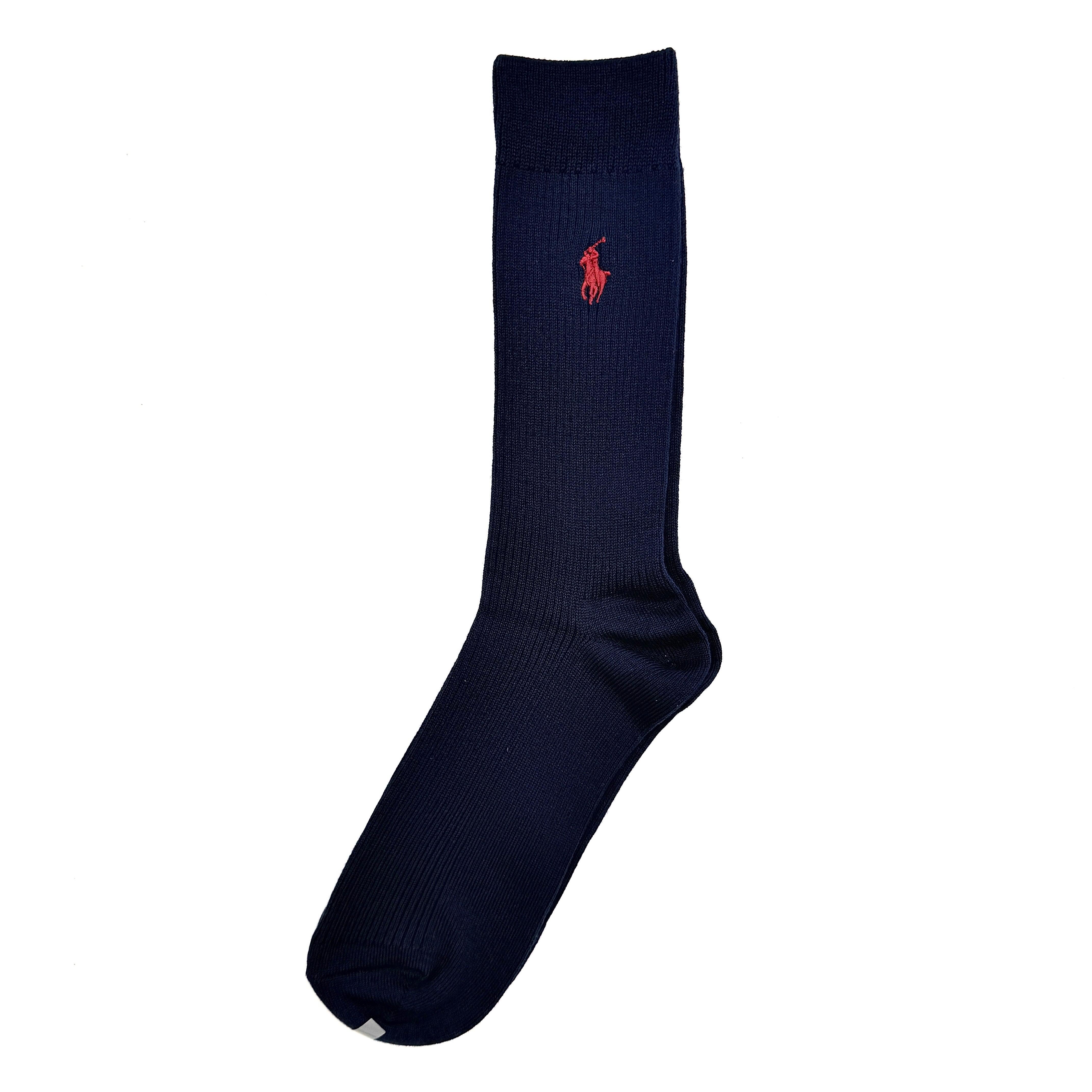 Polo Ralph Lauren Gift Set Navy (Ribbed Socks & Plaid Handkerchief)