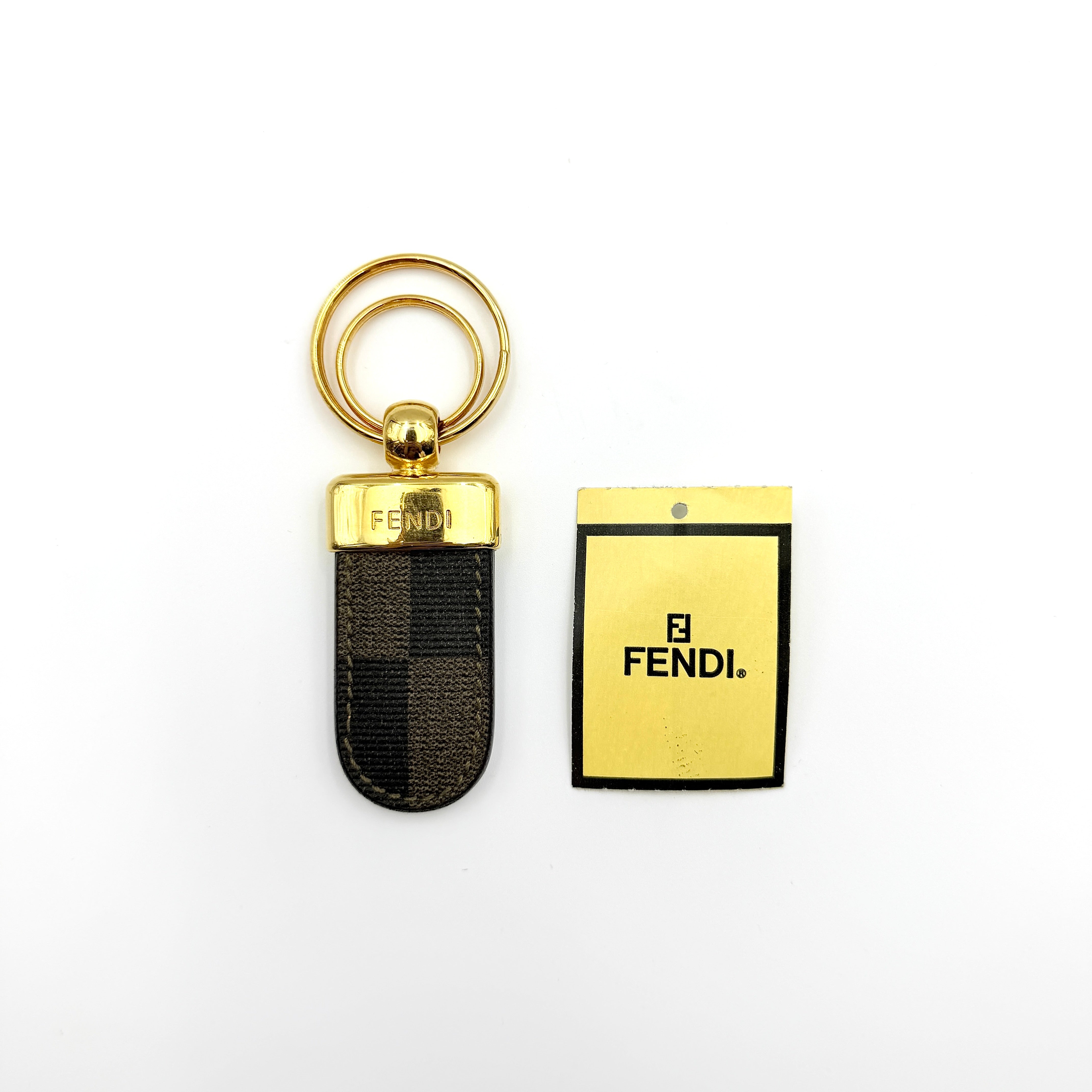 Fendi Pequin Striped Key Ring Gold
