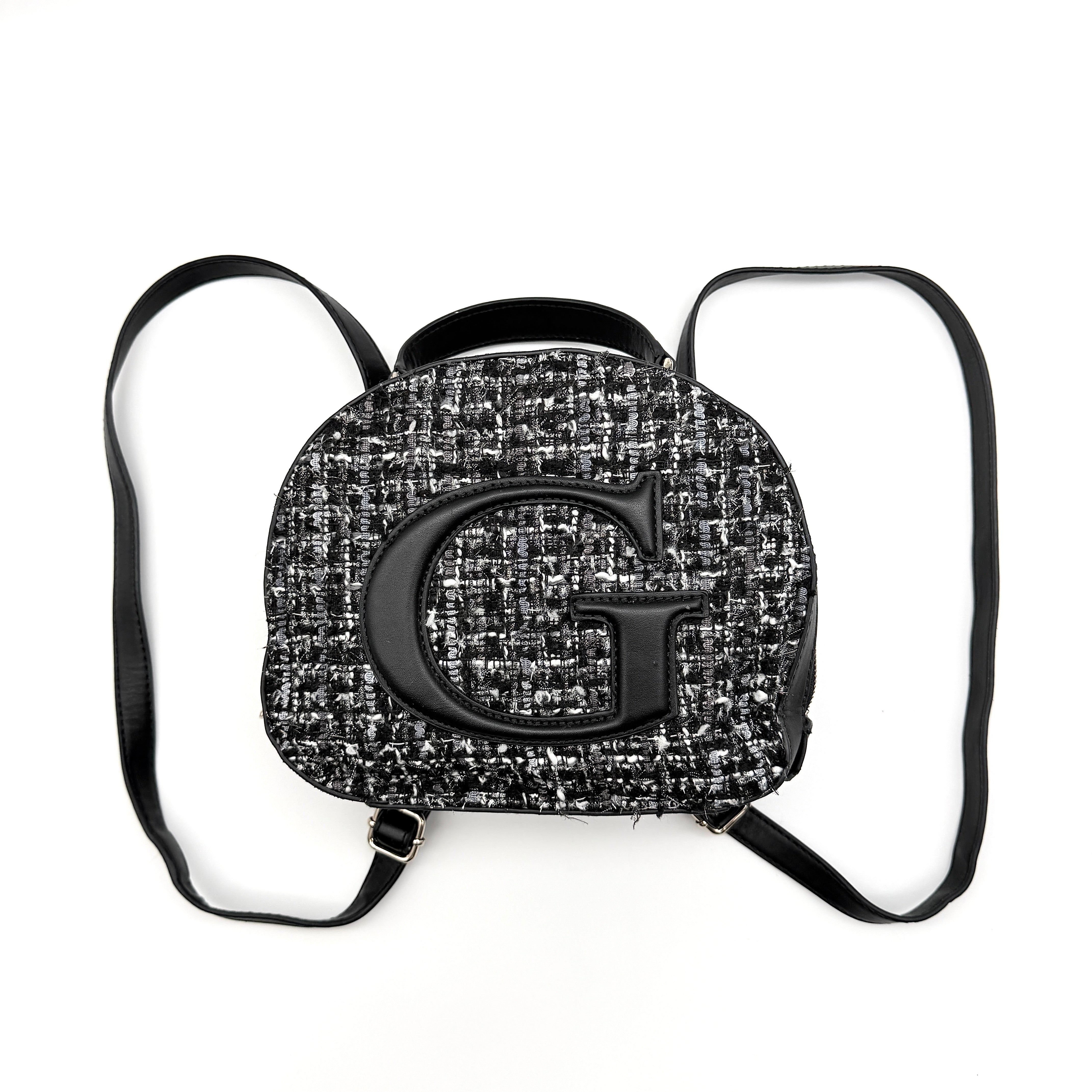 Guess Viola Tweed Convertible Crossbody Backpack Black
