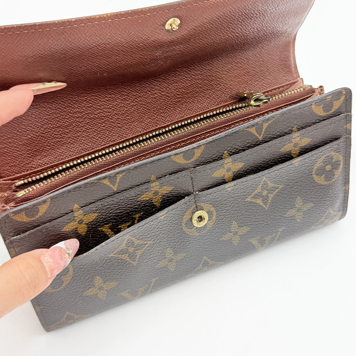 Louis Vuitton Monogram Sarah Long Wallet Brown