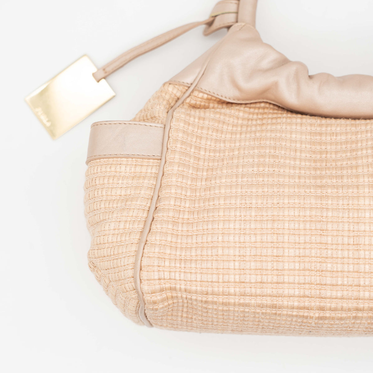 Furla Raffia Shoulder Bag Beige