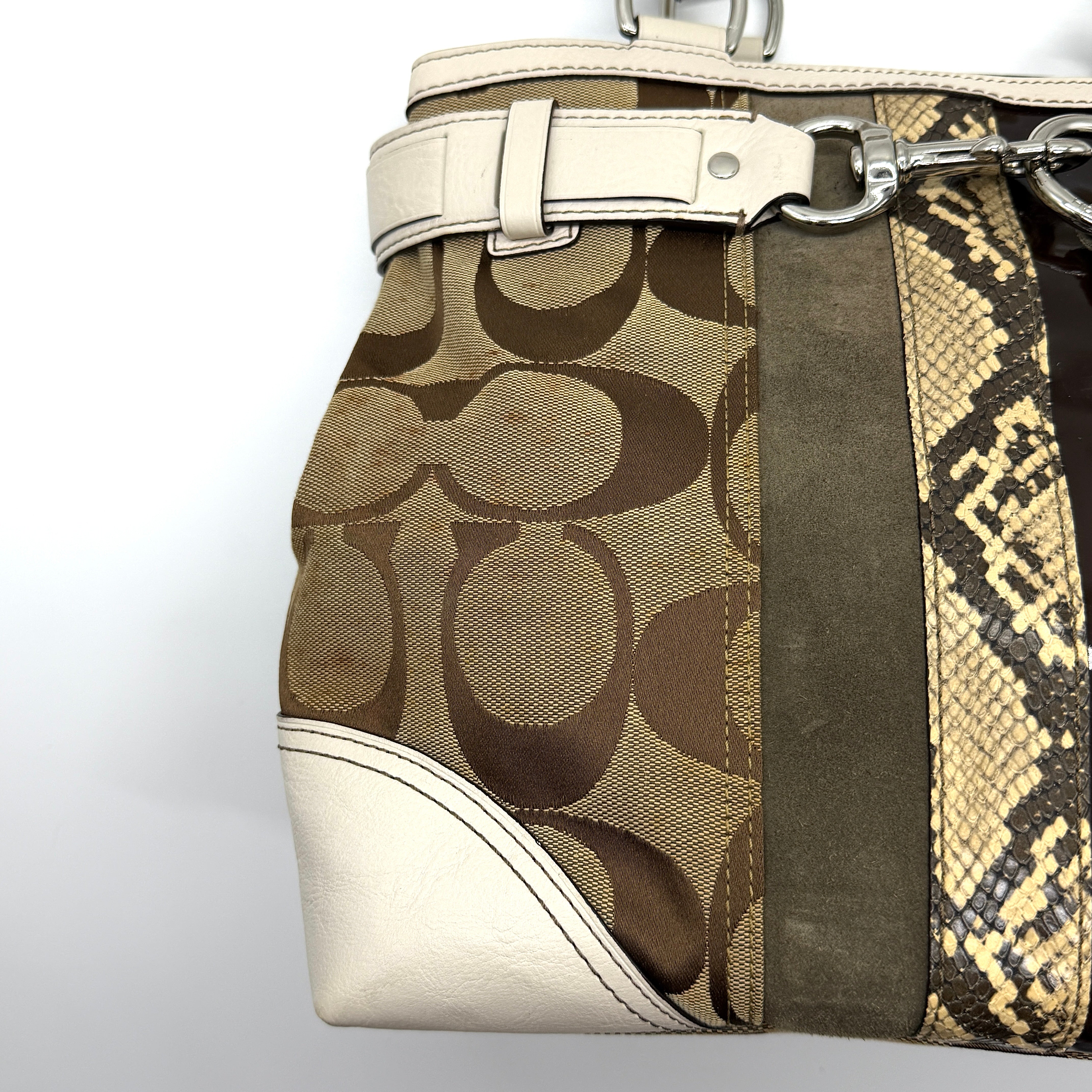 Coach Signature Python Stripe Shoulder Bag Multi