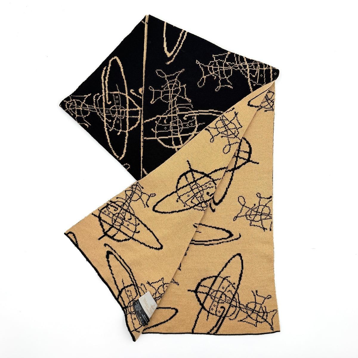 Vivienne Westwood Orb Monogram Reversible Scarf Beige/Black